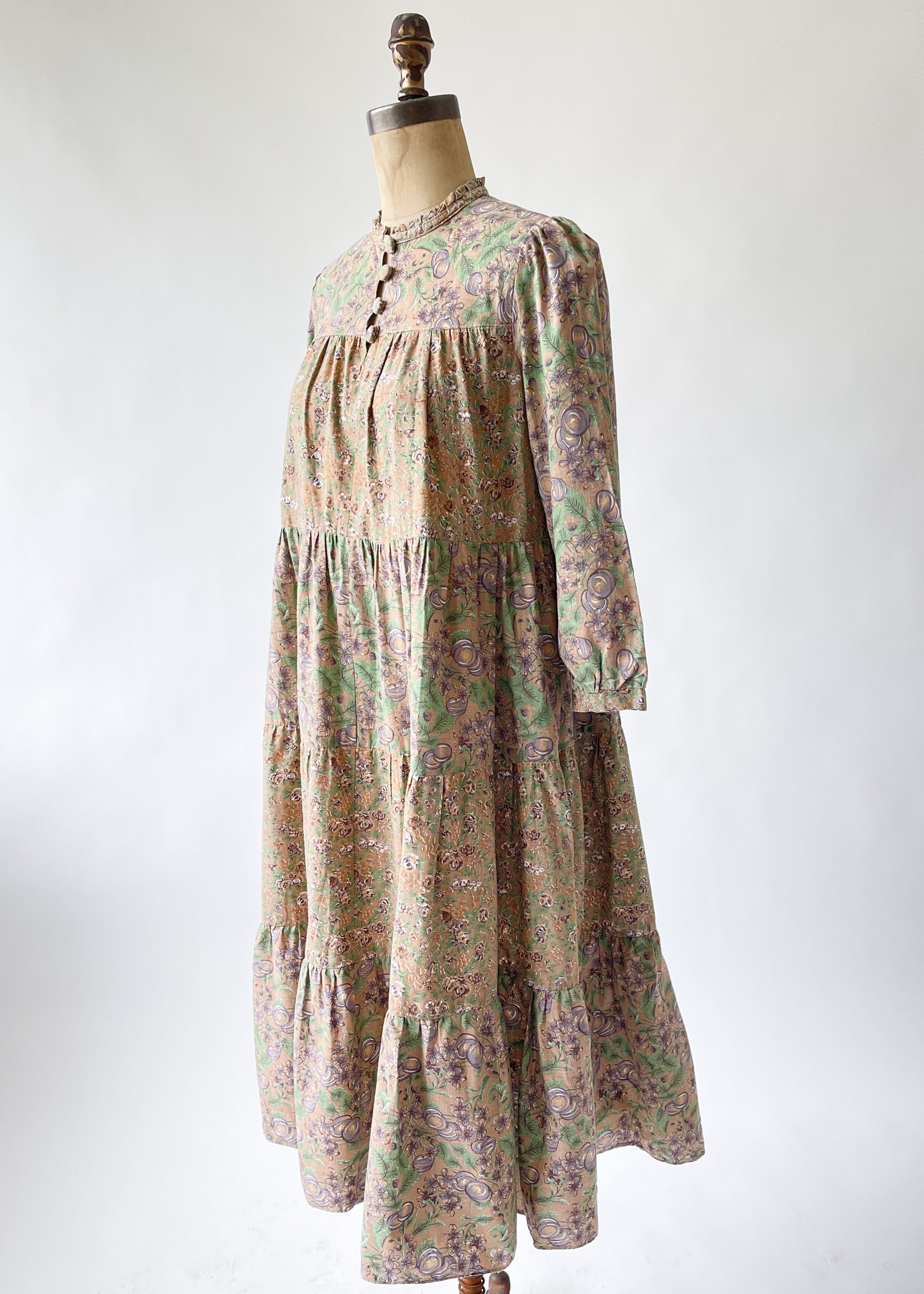 Vintage 1970s Floral Tiered Dress