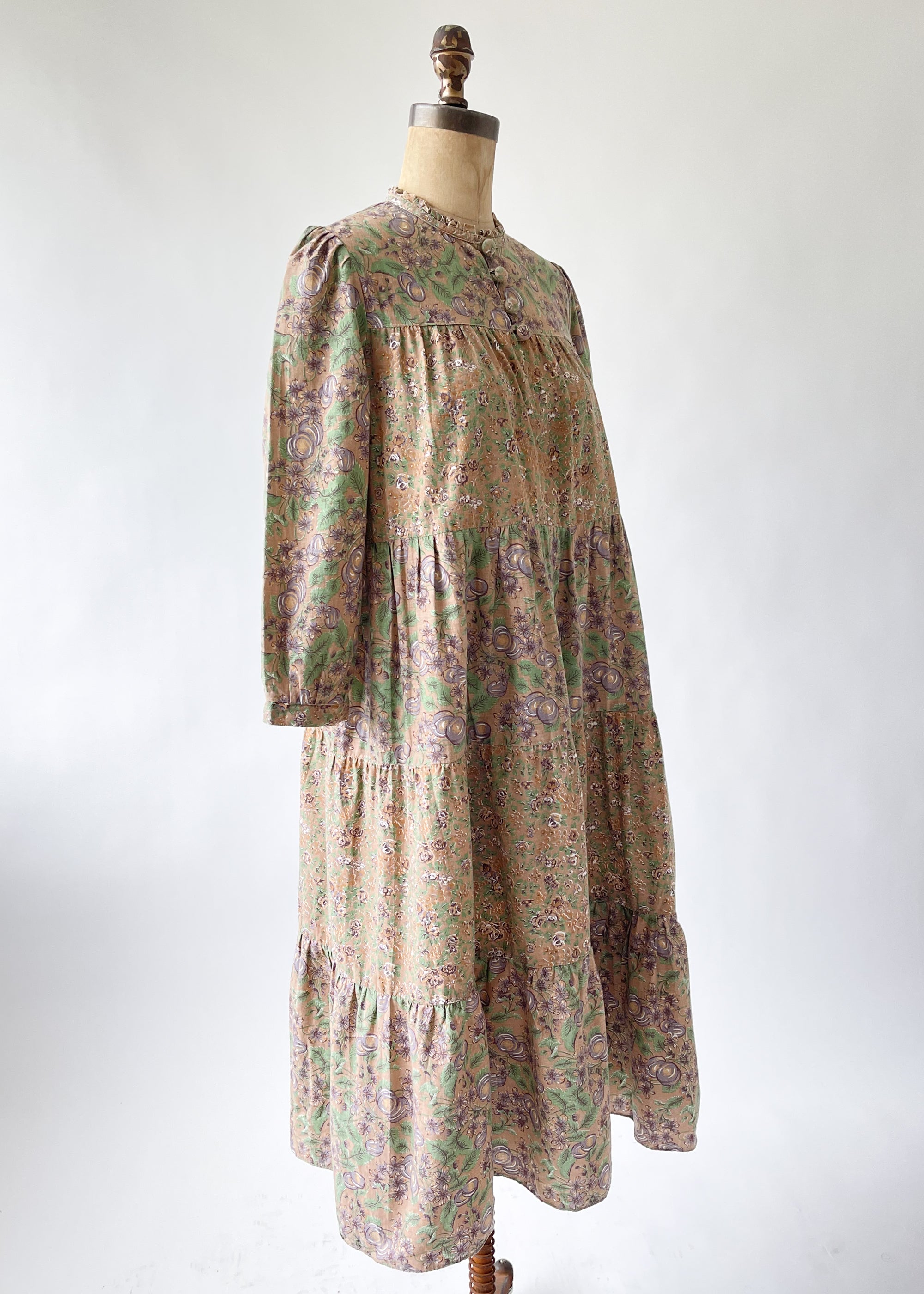 Vintage 1970s Floral Tiered Dress