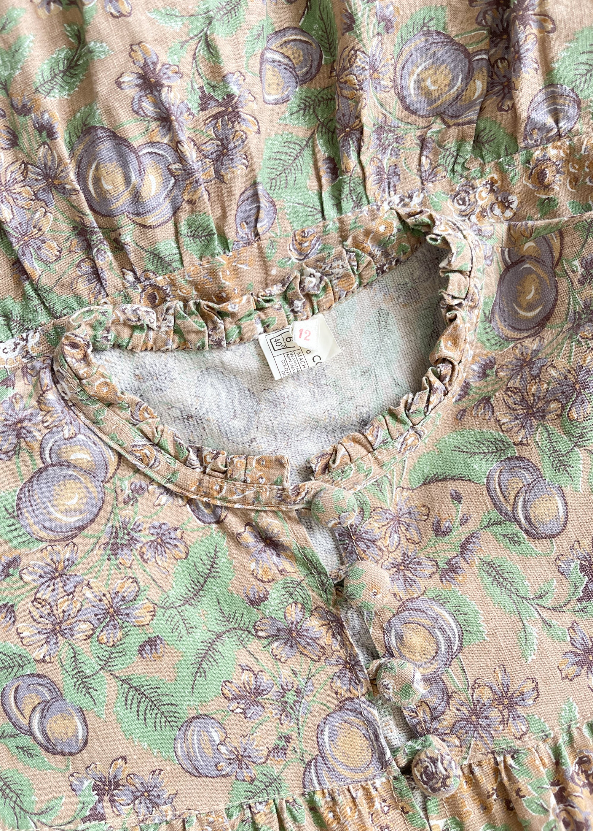 Vintage Floral Shirred Bust Tie Dress