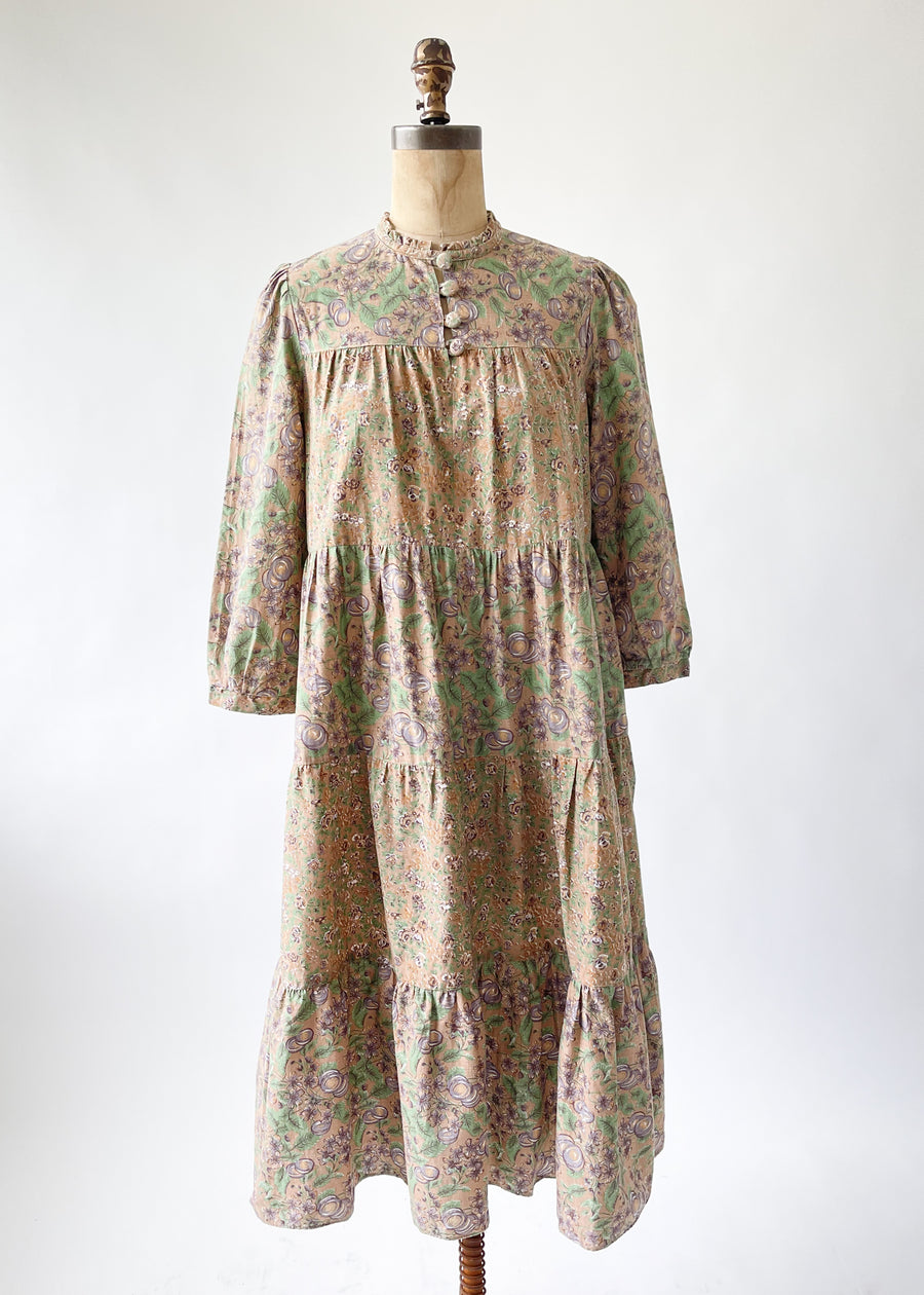 Vintage 1970s Floral Tiered Dress