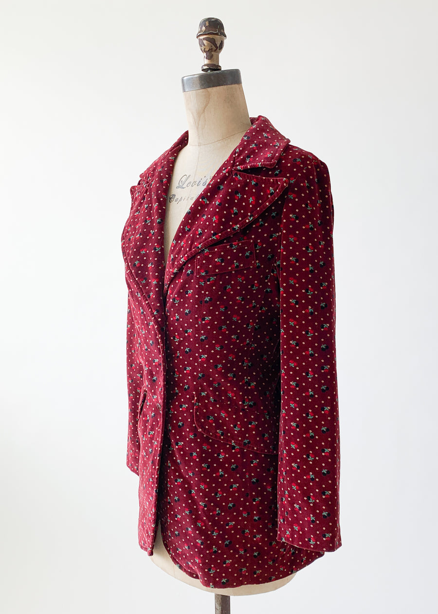 Vintage 1970s Floral Velvet Jacket