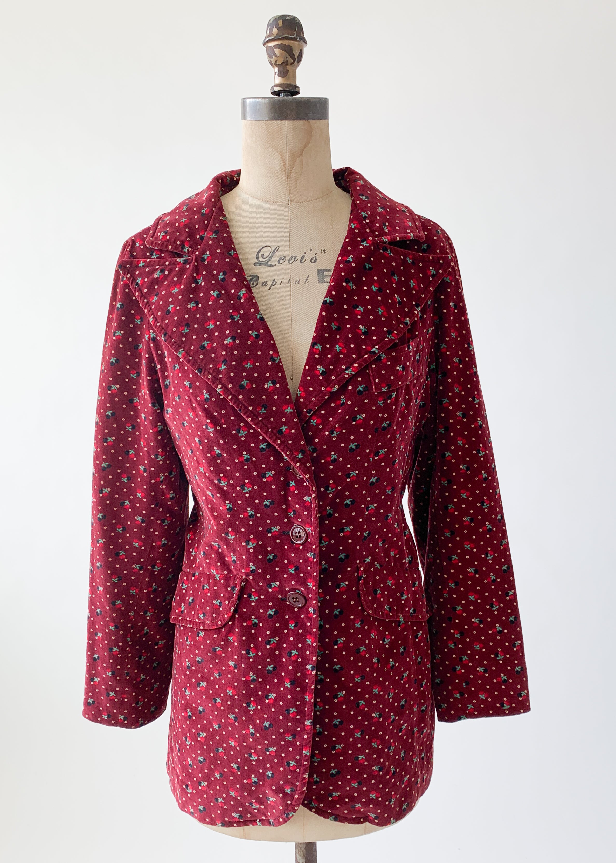 Vintage 1970s Floral Velvet Jacket