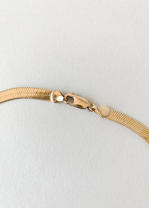 Vintage Gold-toned Herringbone Chain Necklace