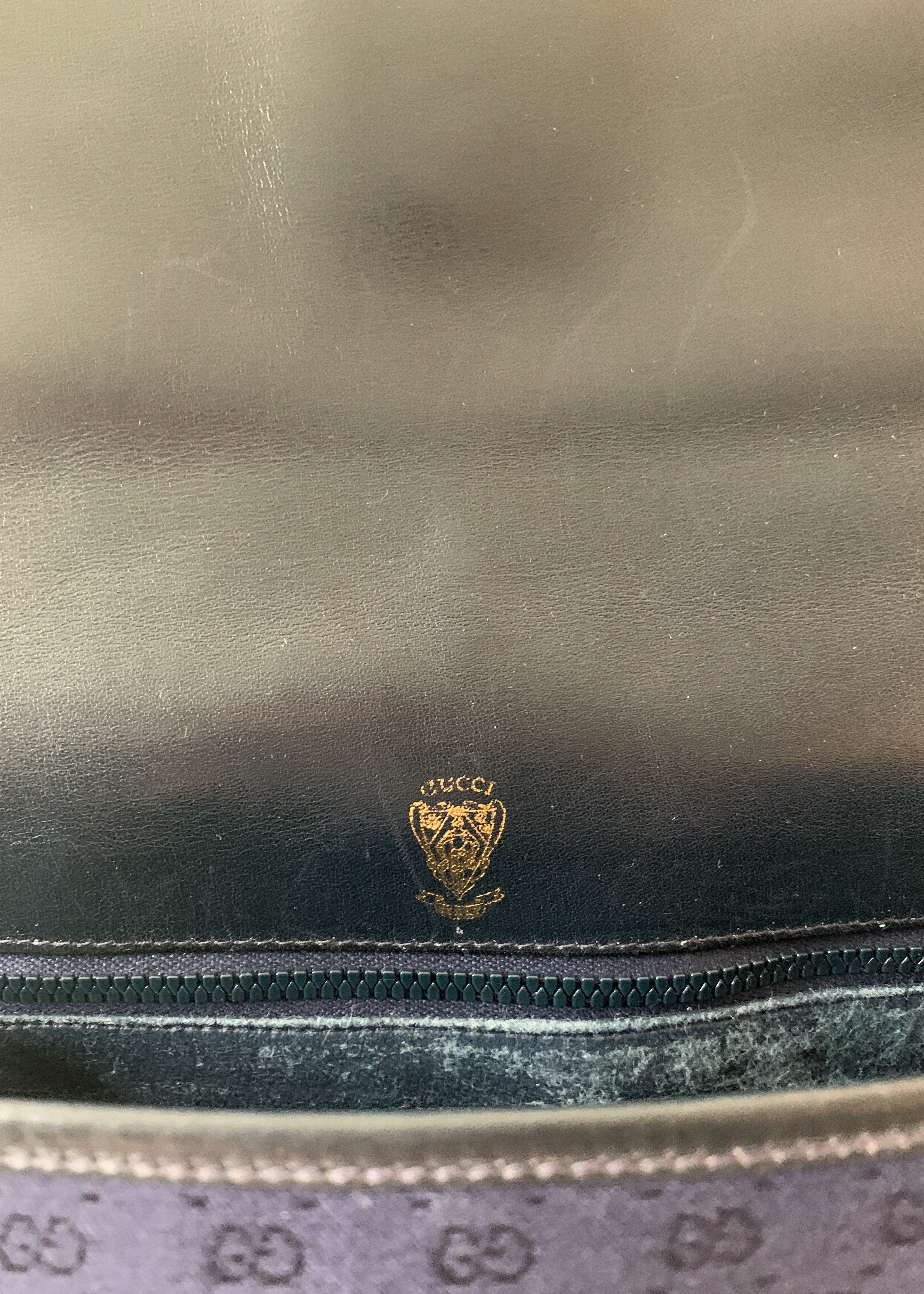 Vintage 1970s Gucci Navy Monogram Crossbody