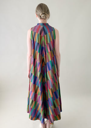 Vintage 1970s Color Block Cotton Dress
