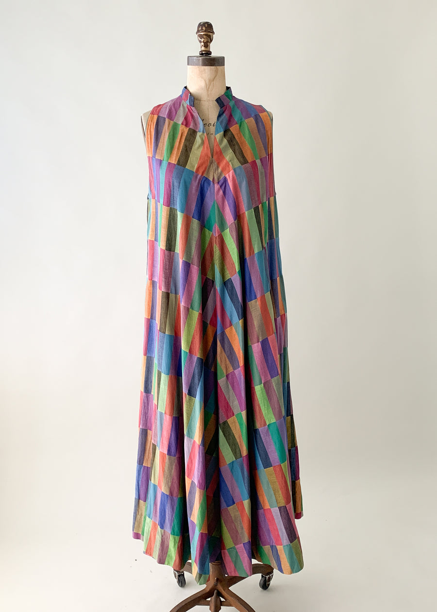 Vintage 1970s Color Block Cotton Dress