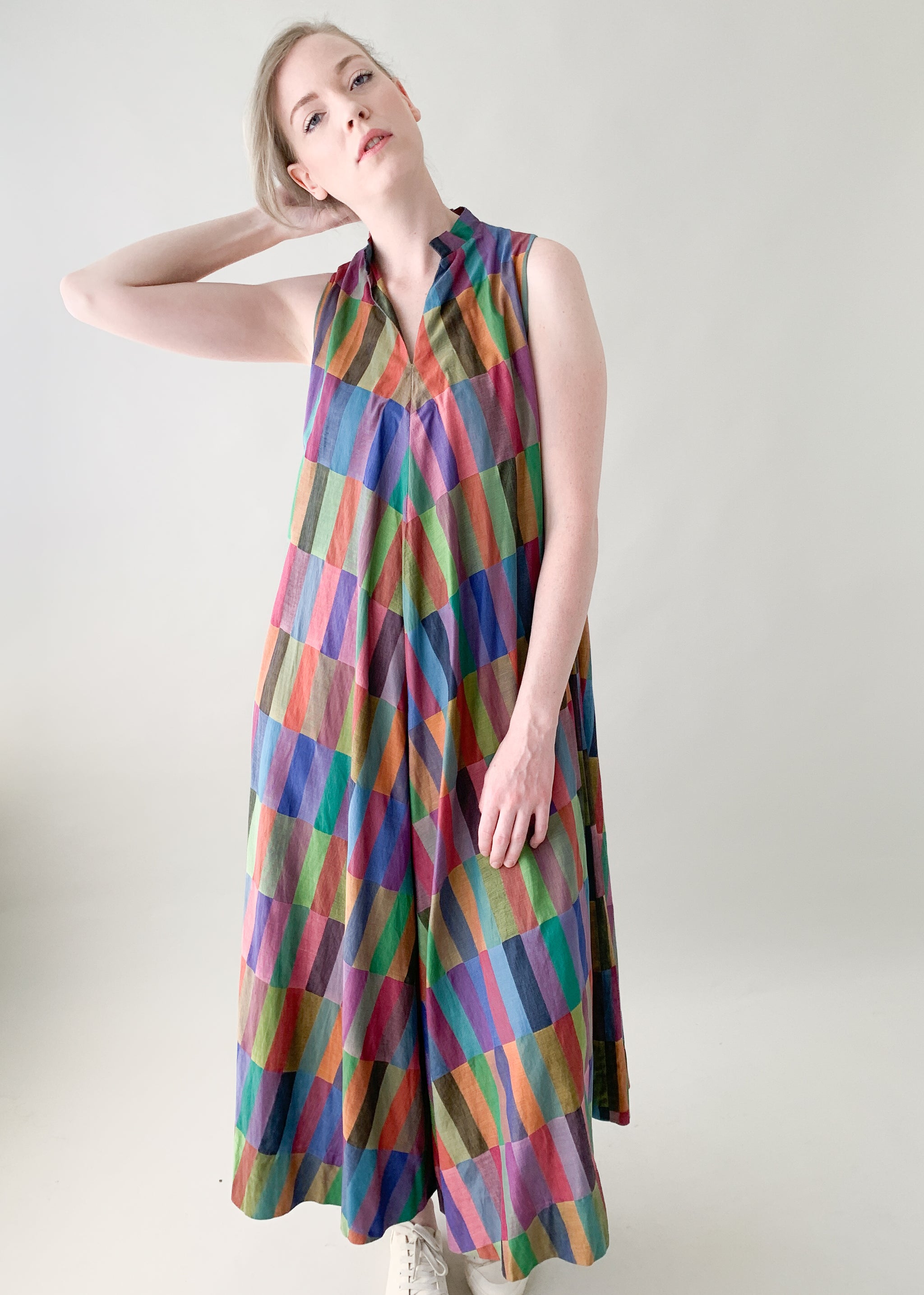 Vintage 1970s Color Block Cotton Dress