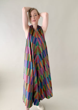 Vintage 1970s Color Block Cotton Dress