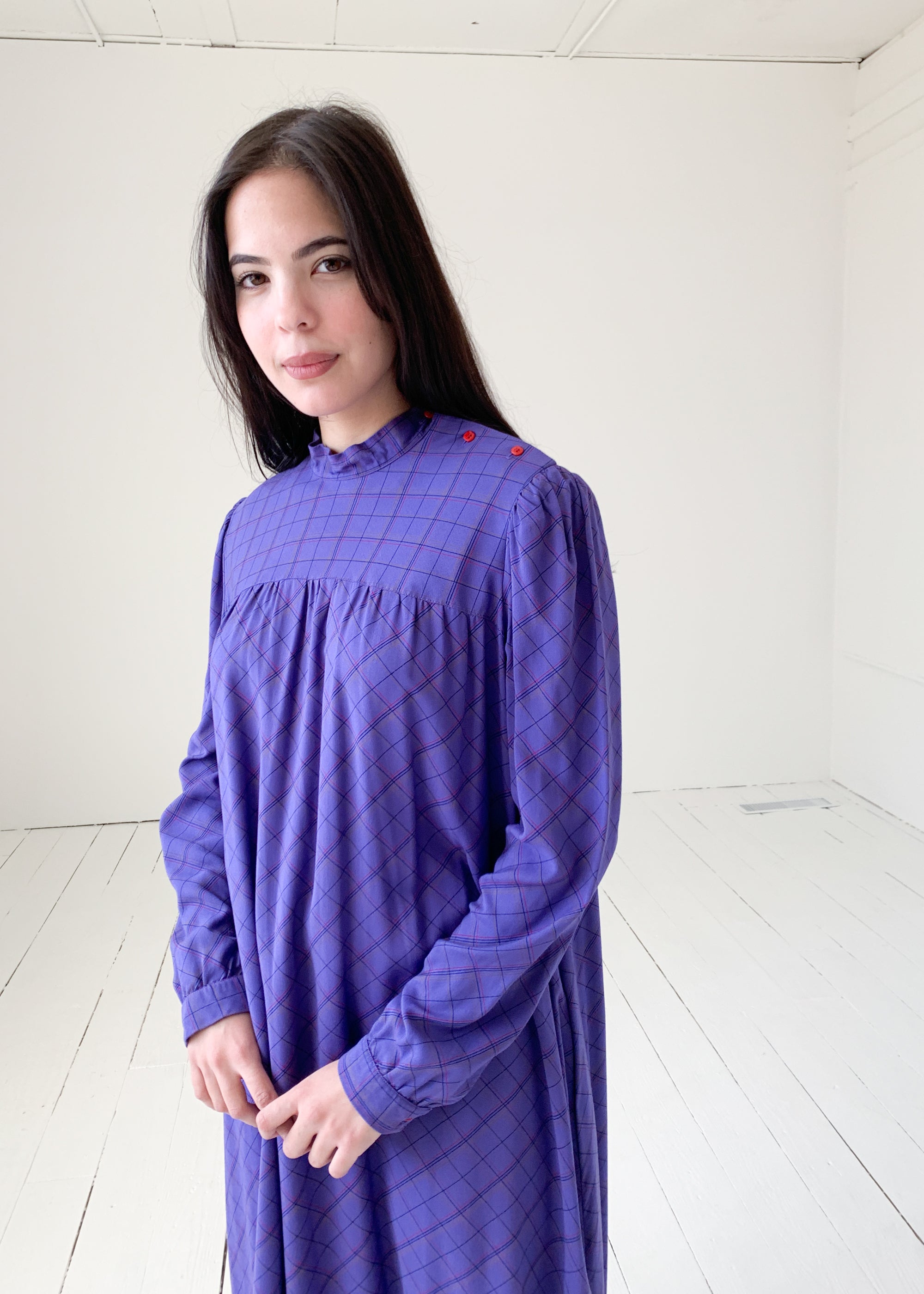 Vintage 1970s Purple Plaid Dress