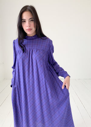 Vintage 1970s Purple Plaid Dress
