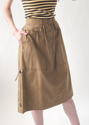 Vintage Italian Khaki Midi Skirt