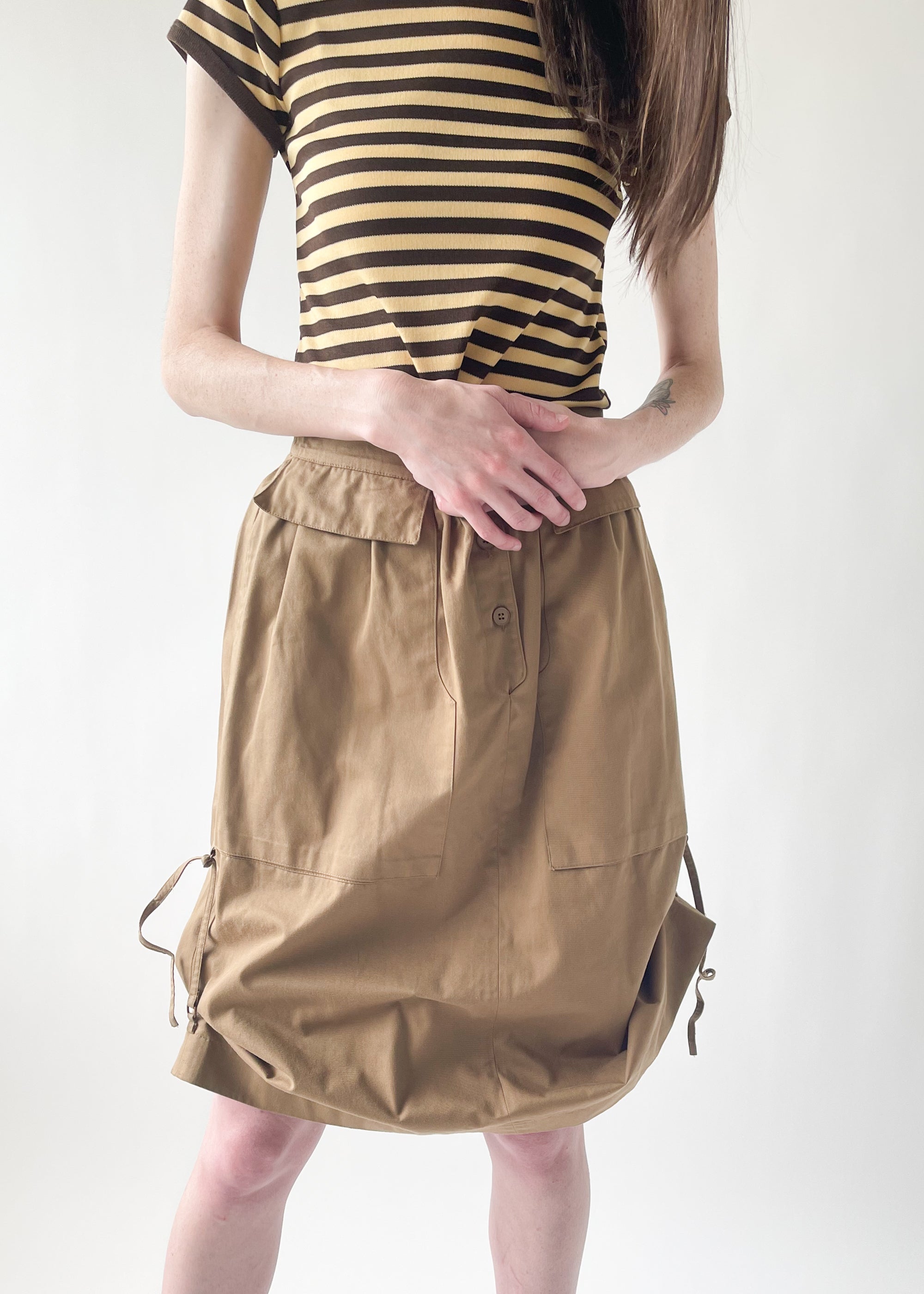Vintage Italian Khaki Midi Skirt