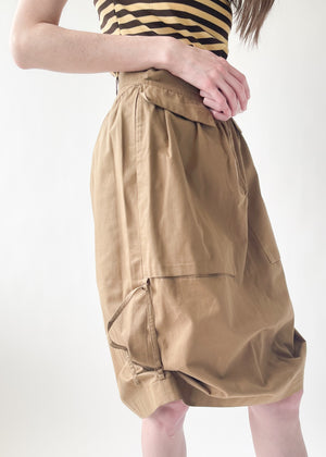 Vintage Italian Khaki Midi Skirt