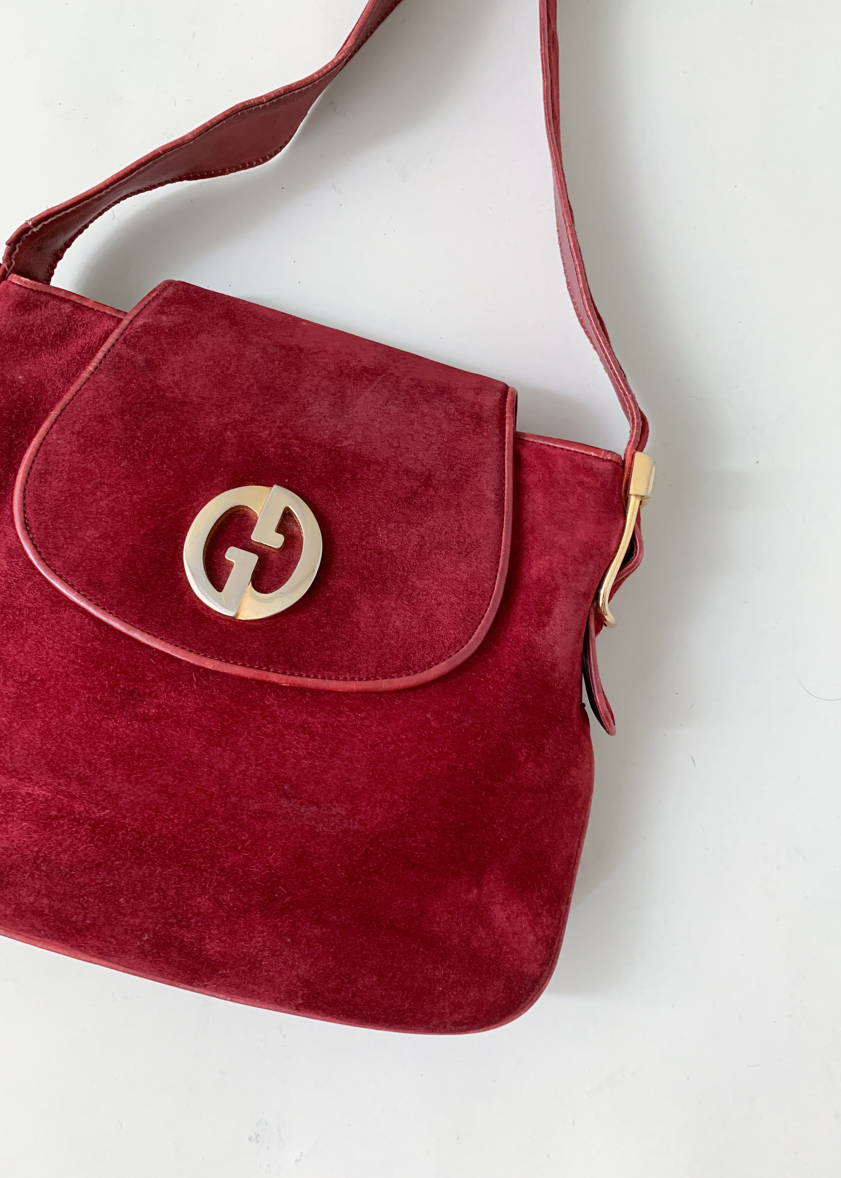 Vintage 1970s Gucci Burgundy Suede Purse