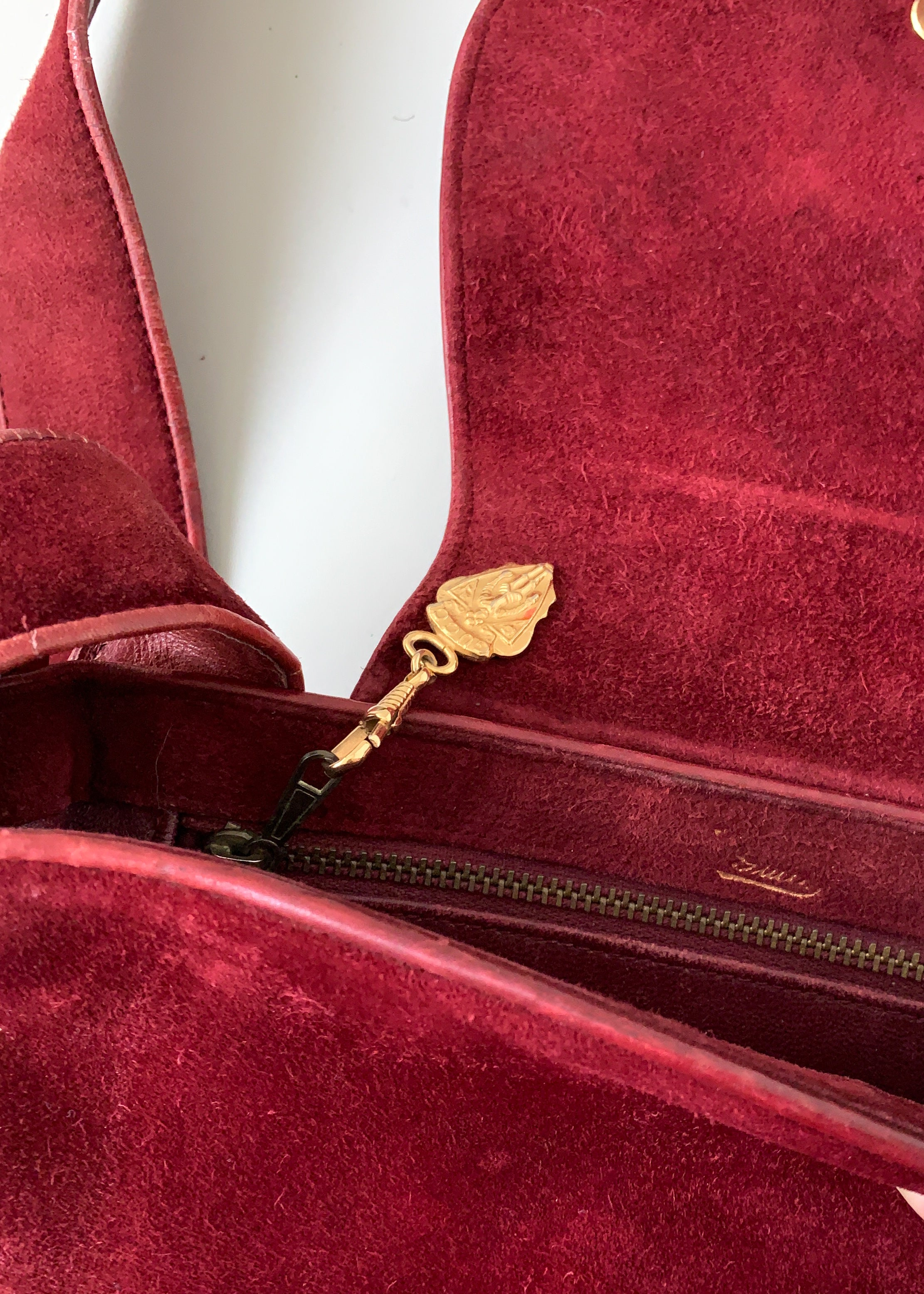 Vintage 1970s Gucci Burgundy Suede Purse