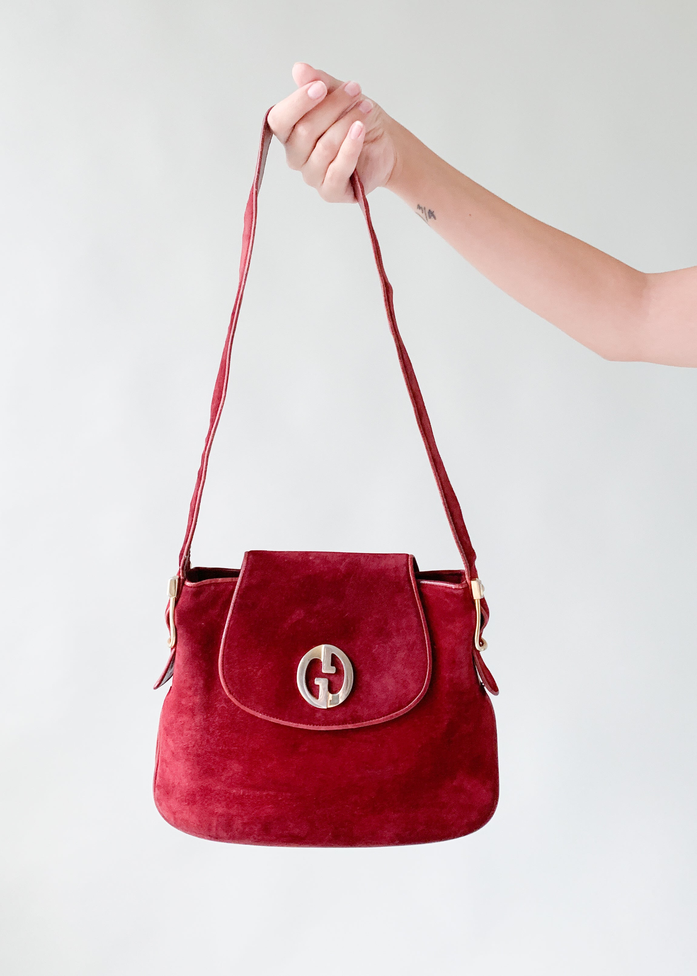 Vintage 1970s Gucci Burgundy Suede Purse