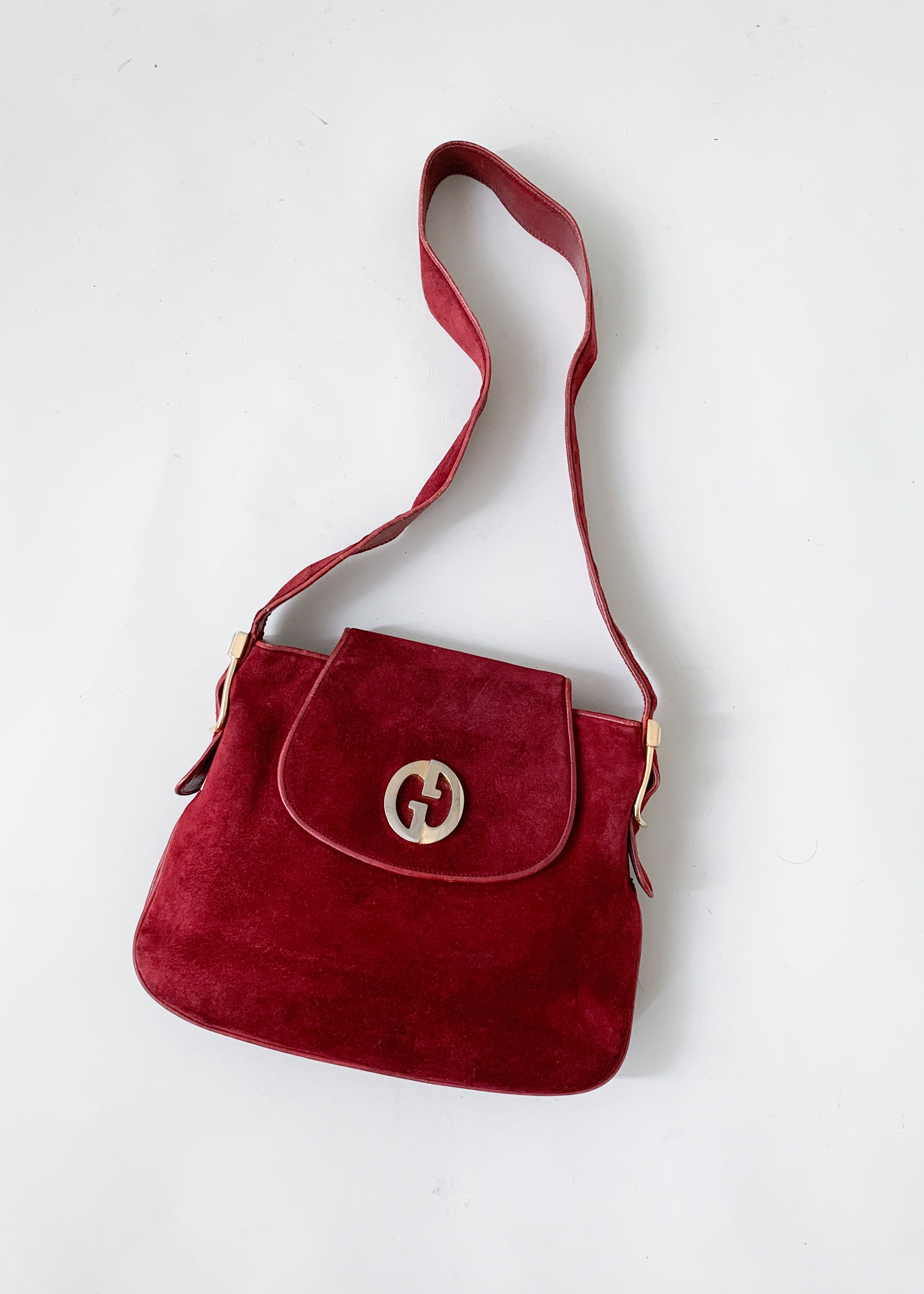 Vintage 1970s Gucci Burgundy Suede Purse