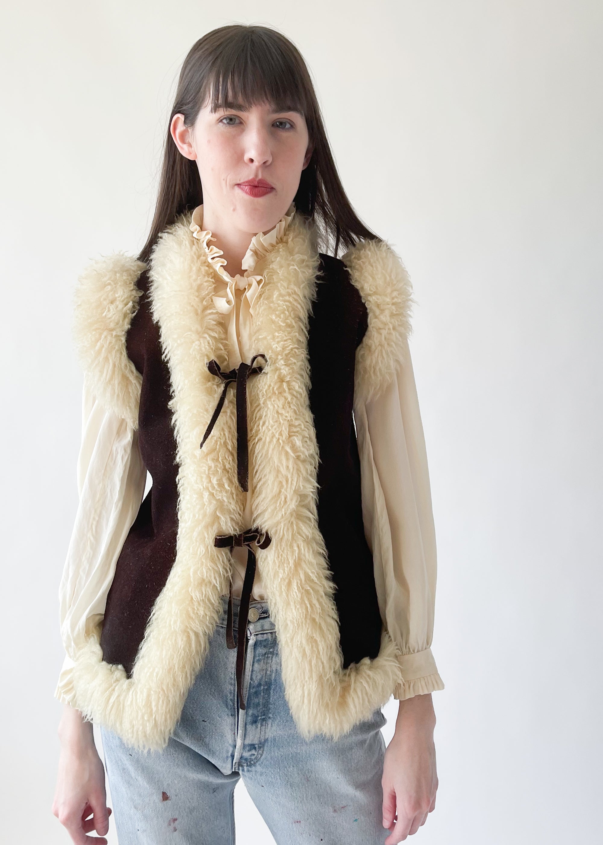 Vintage 1970s Suede and Shearling Vest