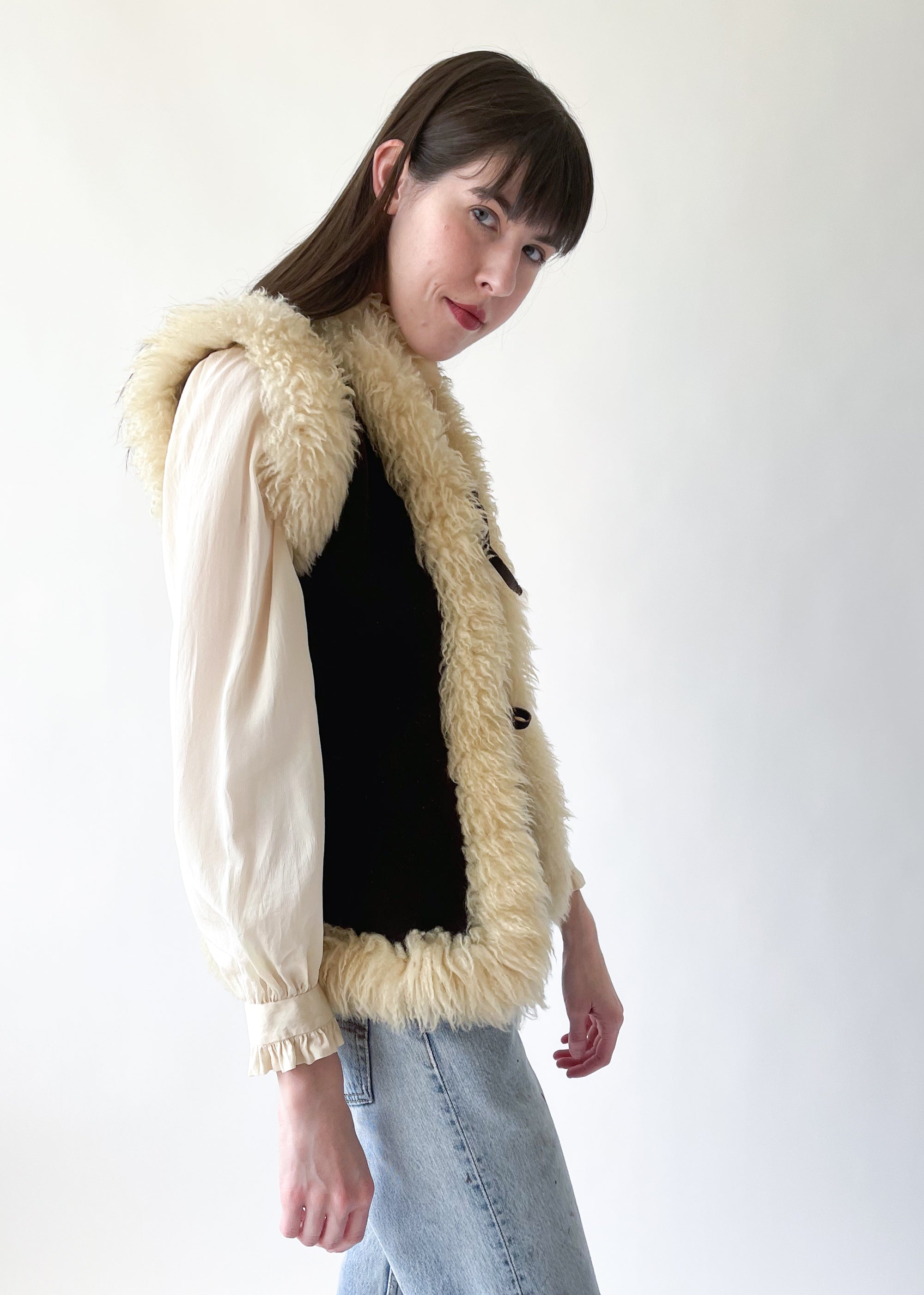 Vintage 1970s Suede and Shearling Vest
