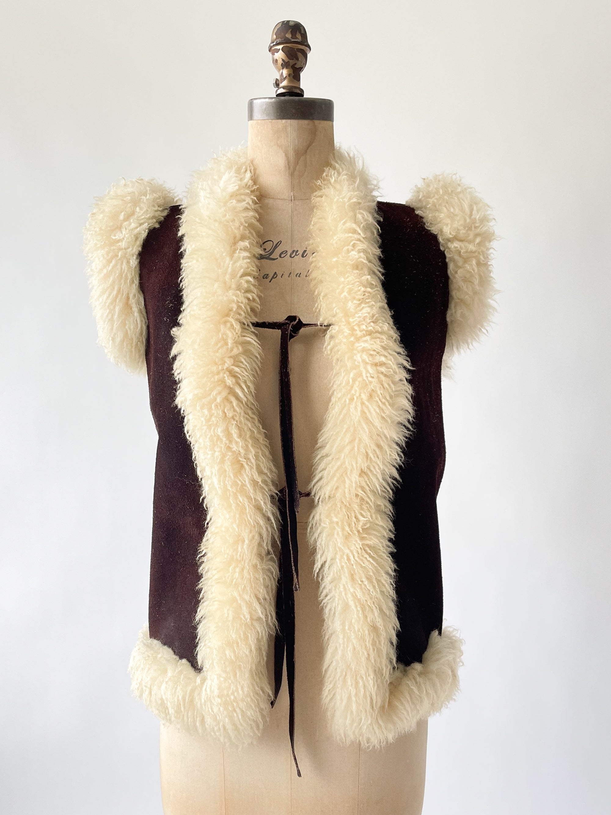 Vintage 1970s Suede and Shearling Vest