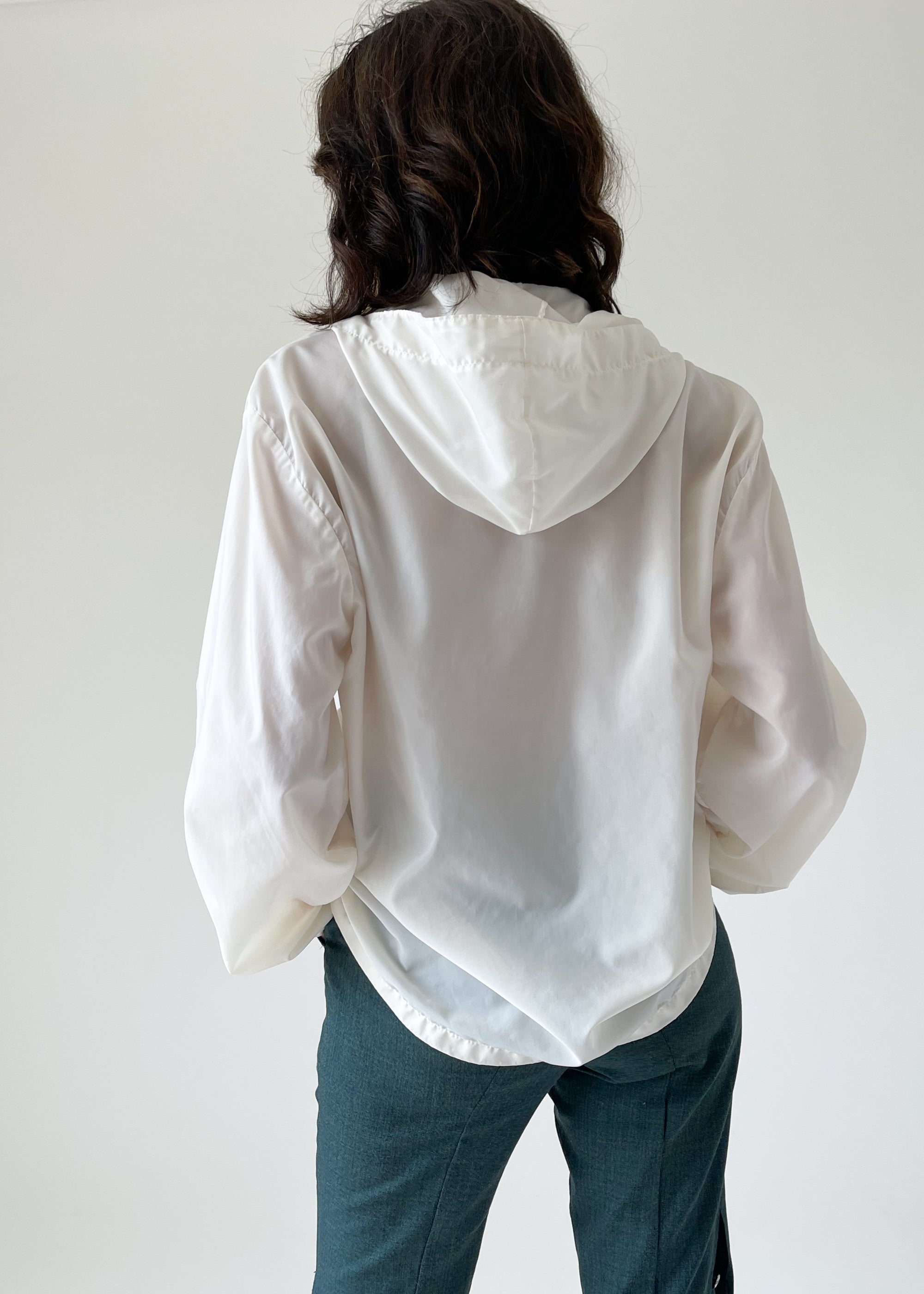 Vintage 1970s White Hooded Anorak