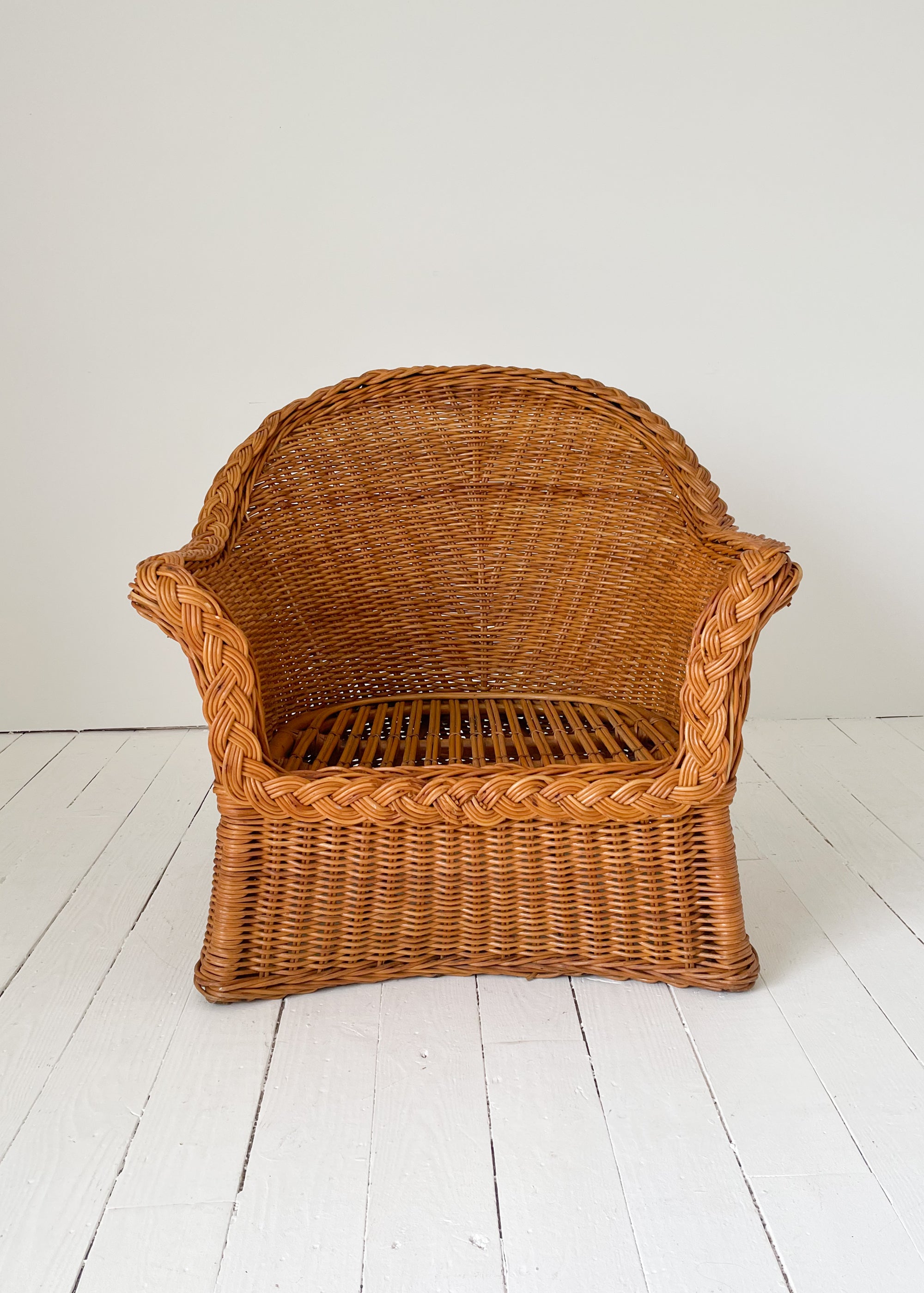 Vintage 1970s Wicker & Rattan Club Chairs