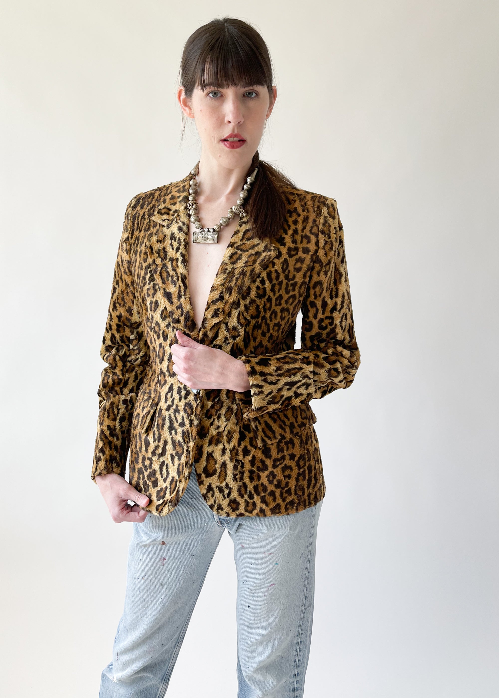 Vintage 1980s Bill Blass Faux Fur Blazer