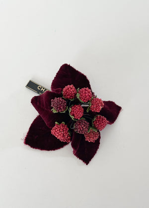 Vintage Chanel Velvet Flower and Berry Brooch