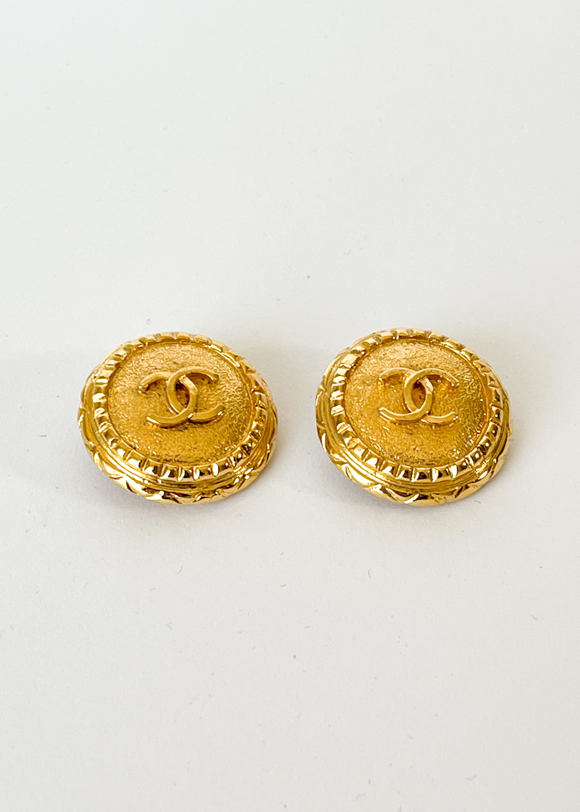 Vintage Chanel Logo Button Earrings - Raleigh Vintage