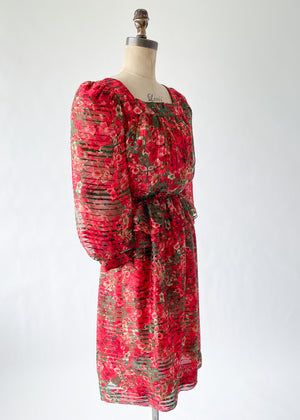 Vintage 1980s Diane Dickinson Silk Dress