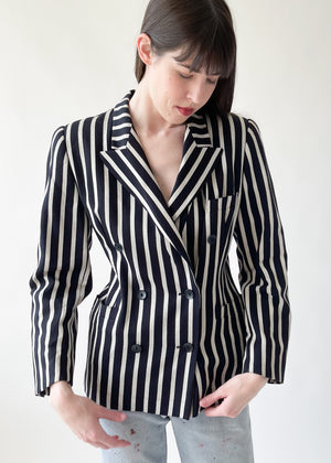 Vintage 1980s Esacada Black and Silver Striped Blazer