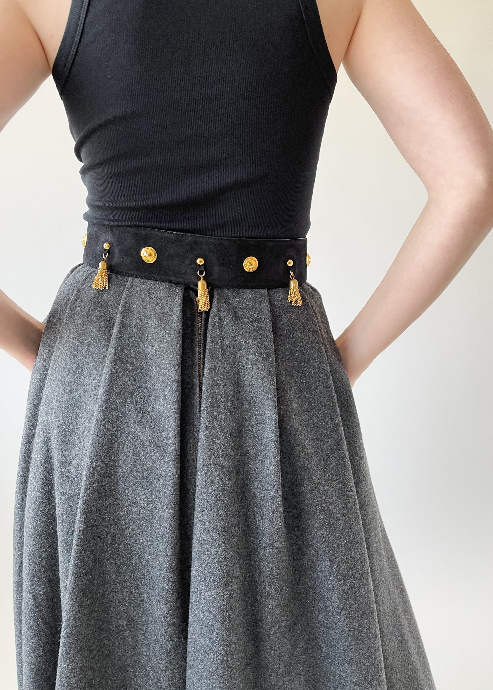 Vintage 1980s Escada Wide Belt with Tassels