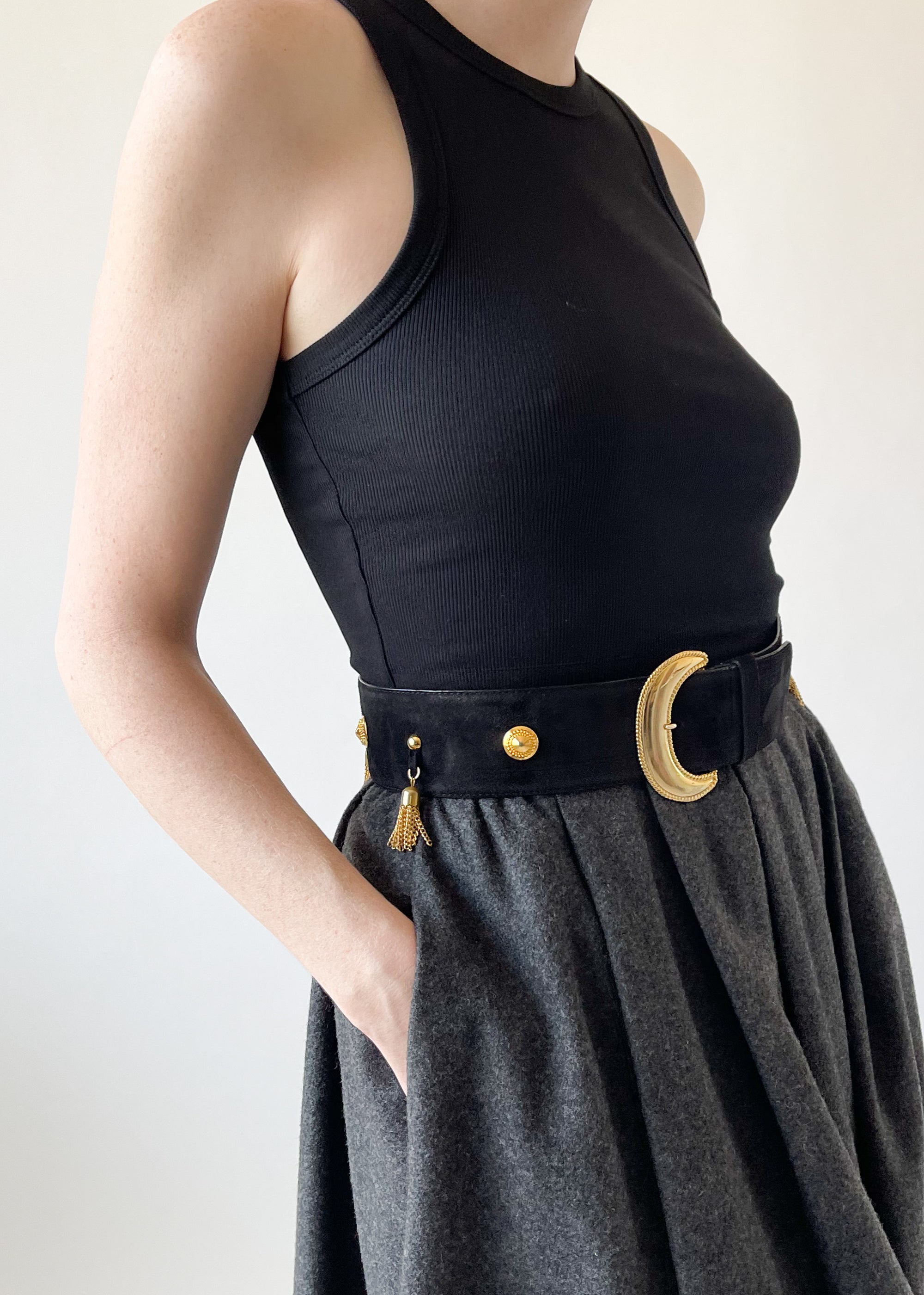 Vintage 1980s Escada Wide Belt with Tassels