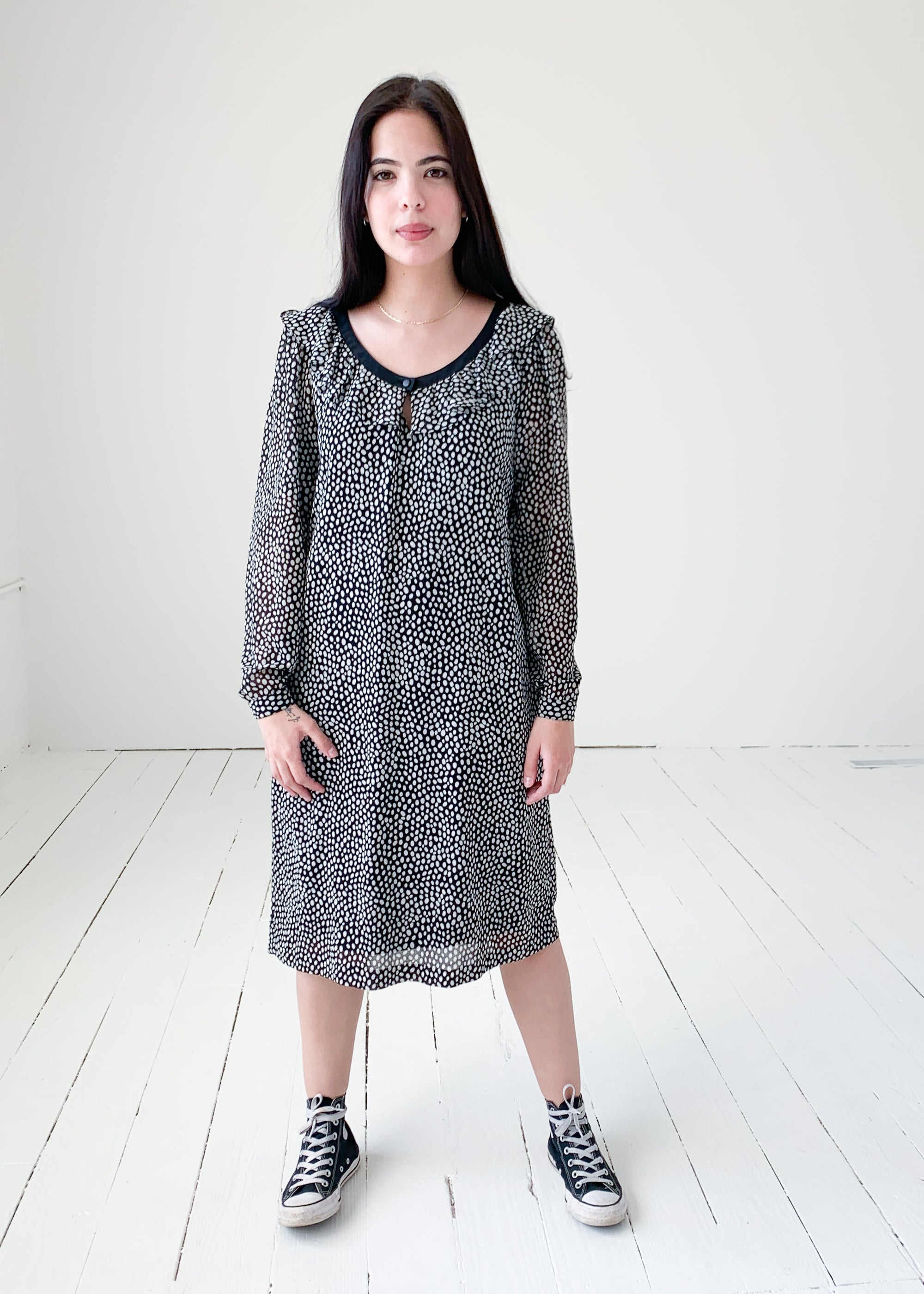 Vintage 1980s Hanae Mori Chiffon Dress