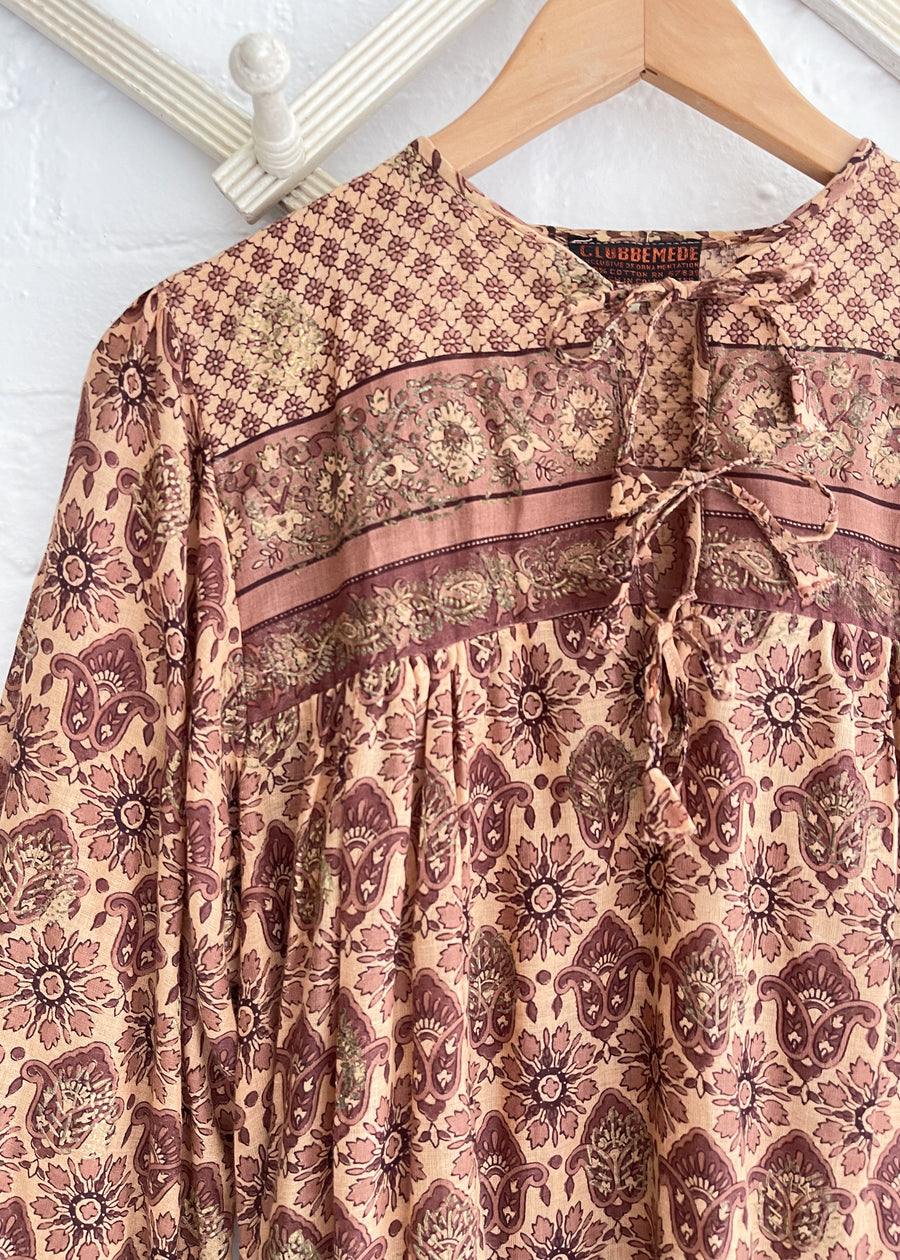 Vintage 1980s Indian Cotton Block Print Dress