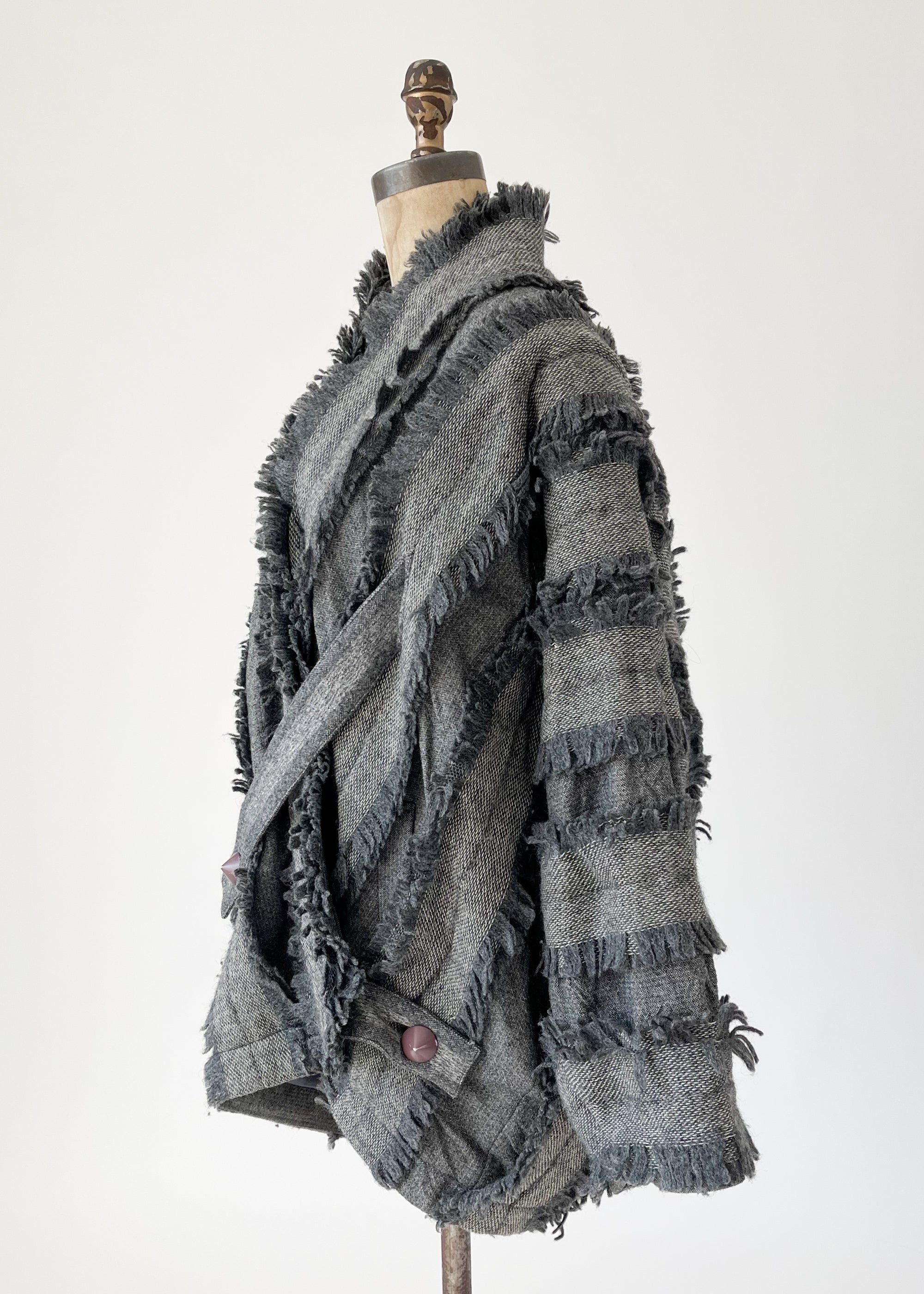 Vintage 1980s Issey Miyake Fringe Cocoon Coat