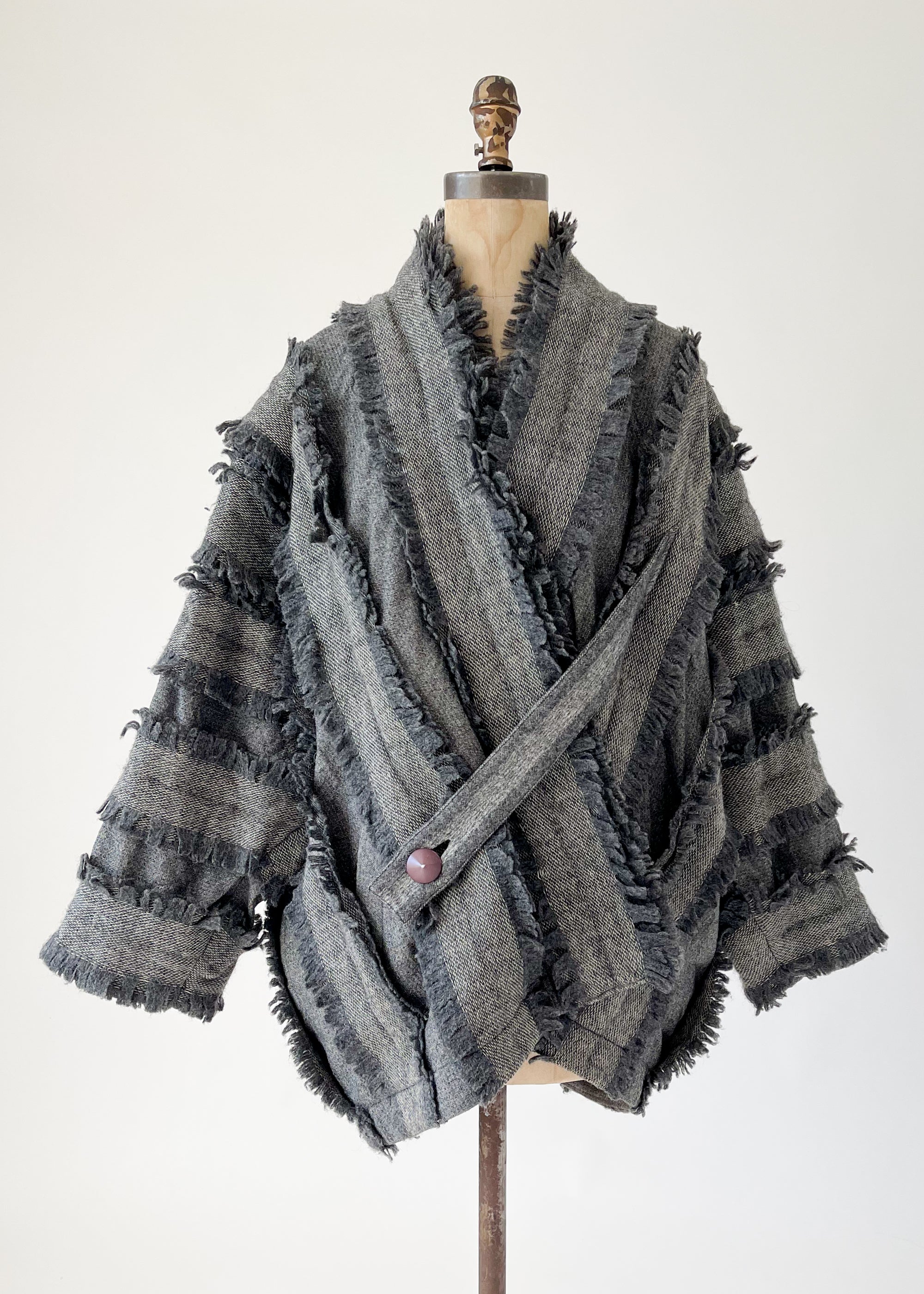 Vintage 1980s Issey Miyake Fringe Cocoon Coat