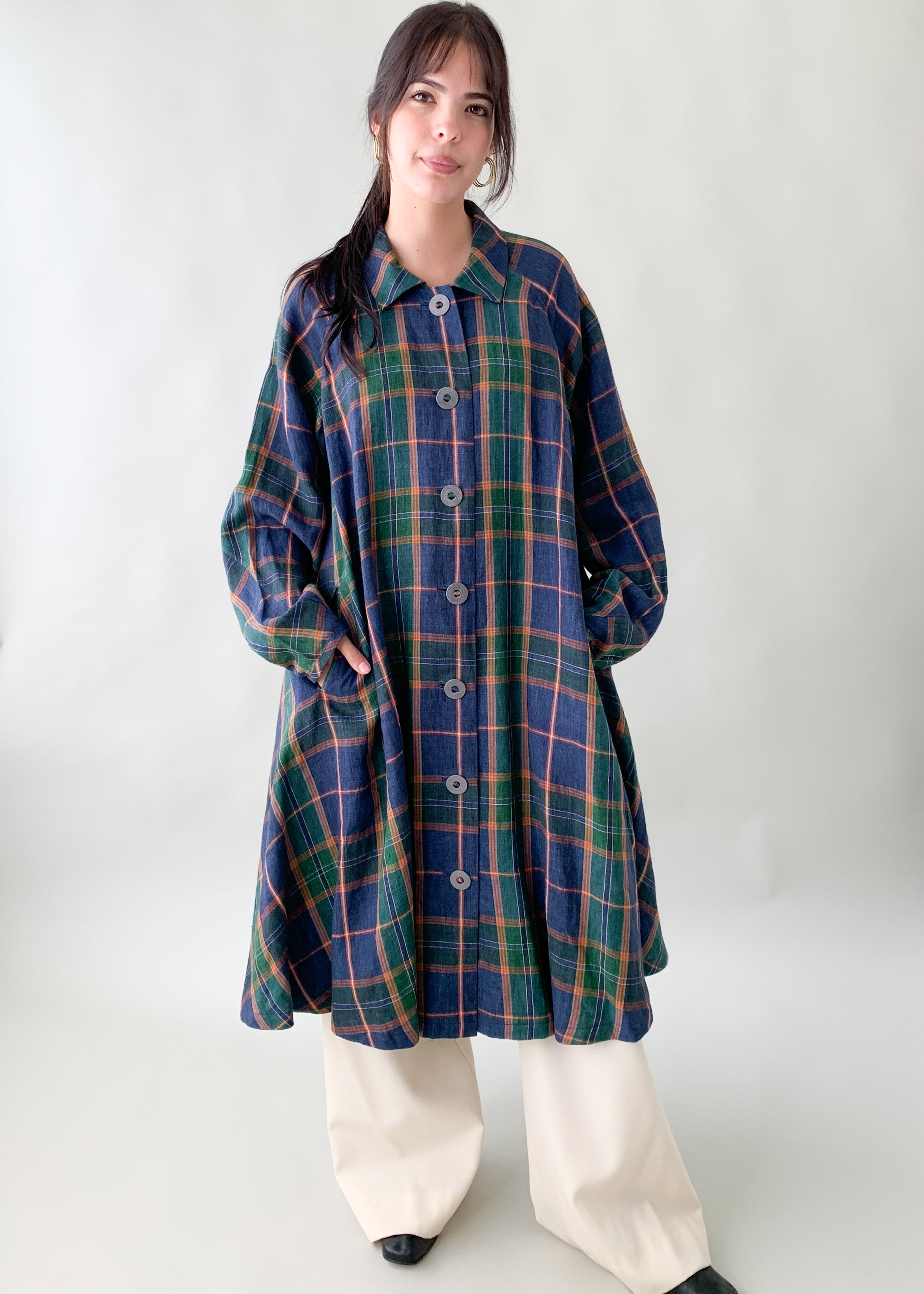 Vintage 1980s Koos van der Akker Linen Coat