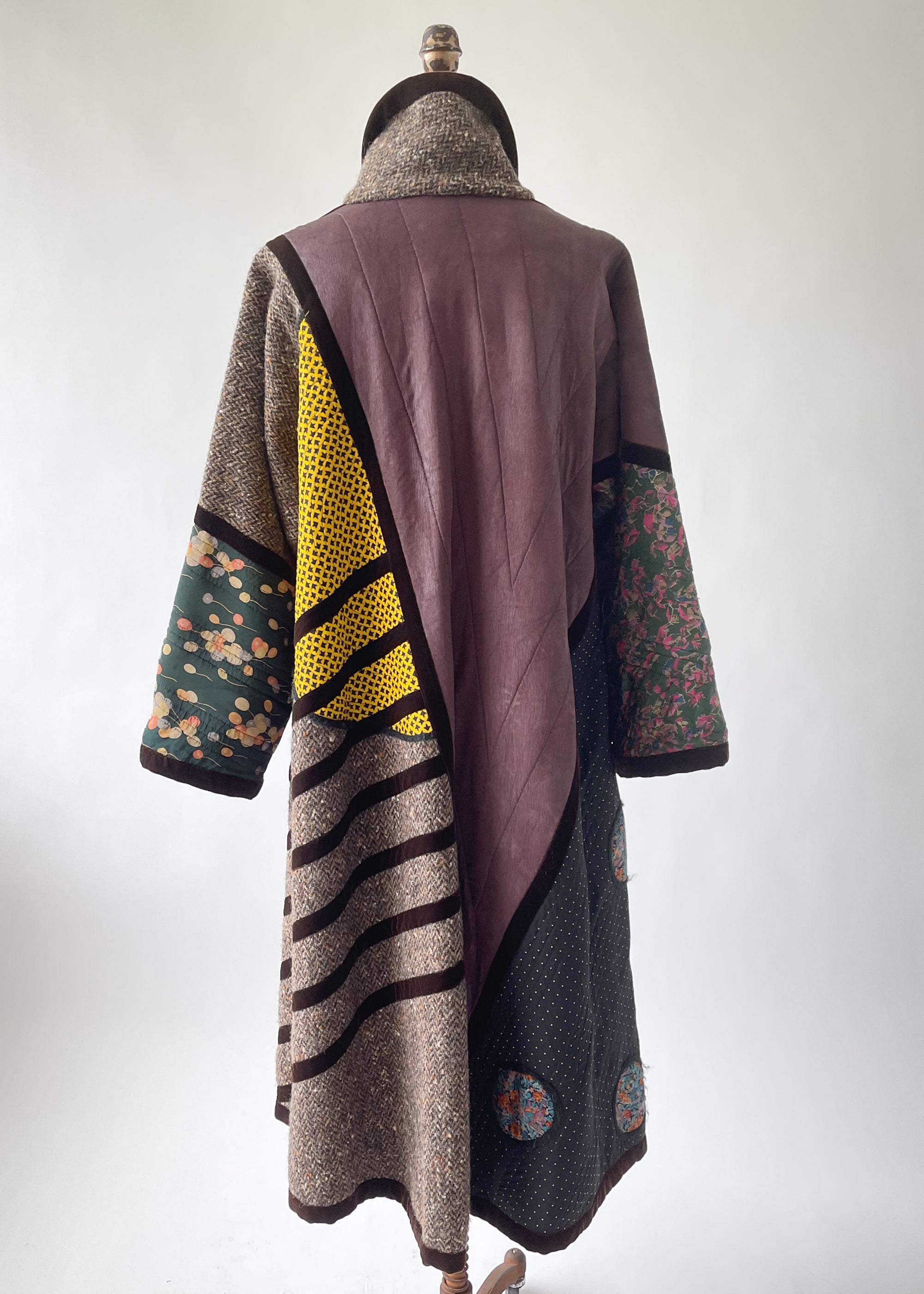 Vintage 1980s Koos Van Den Akker Patchwork Swing Coat