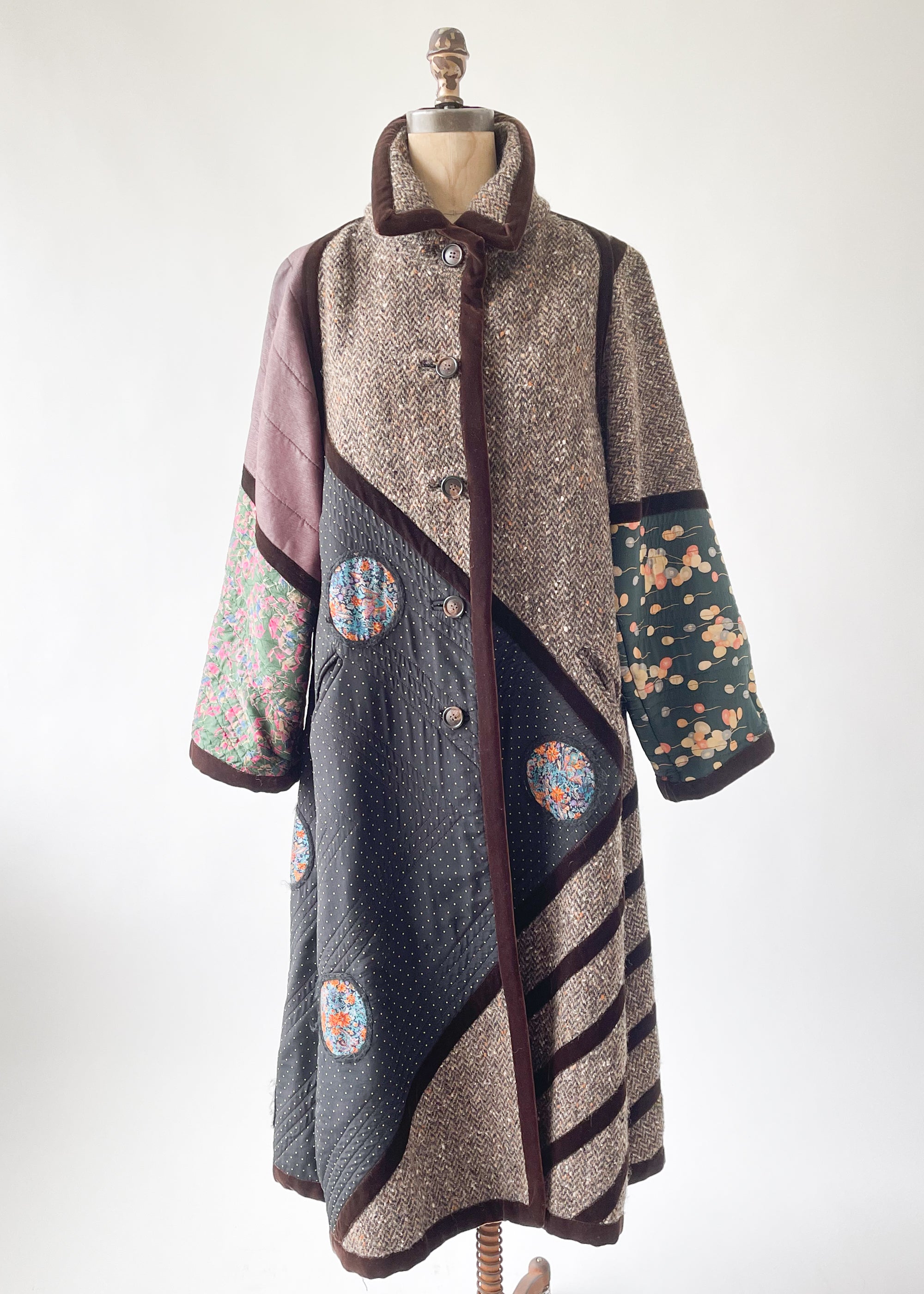 Vintage 1980s Koos Van Den Akker Patchwork Swing Coat