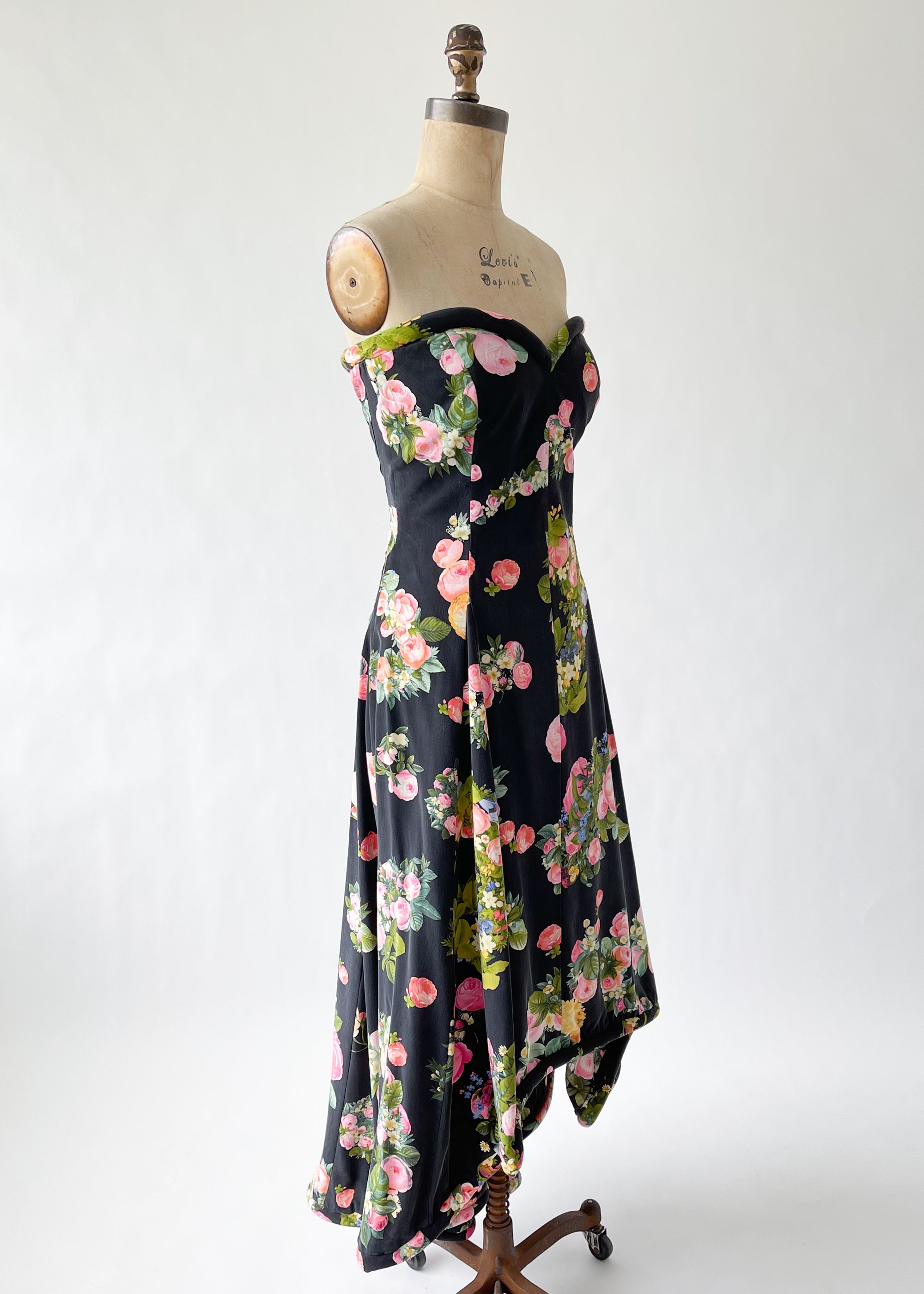 Vintage 1980s Krizia Silk Strapless Dress and Shawl