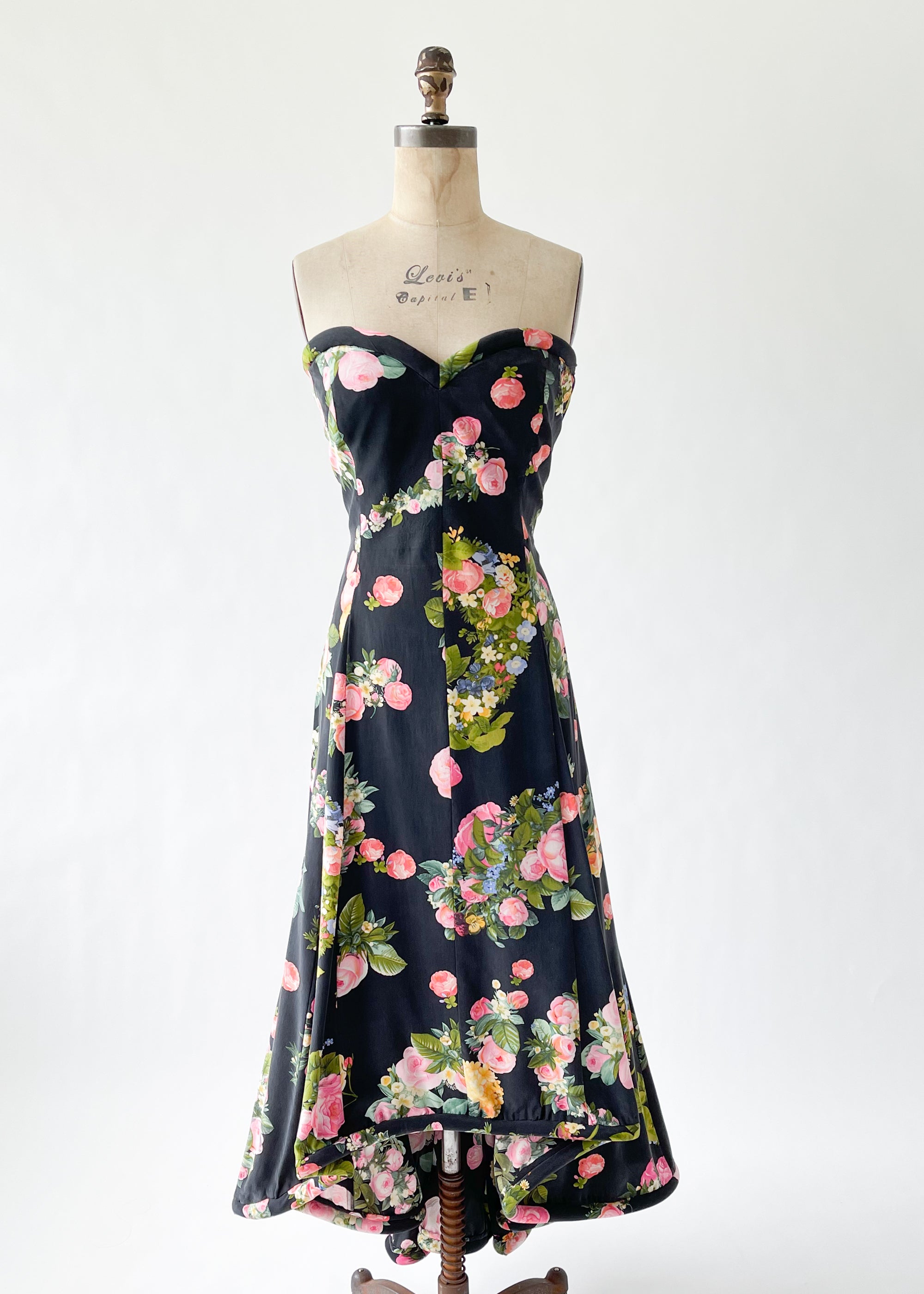 Vintage 1980s Krizia Silk Strapless Dress and Shawl