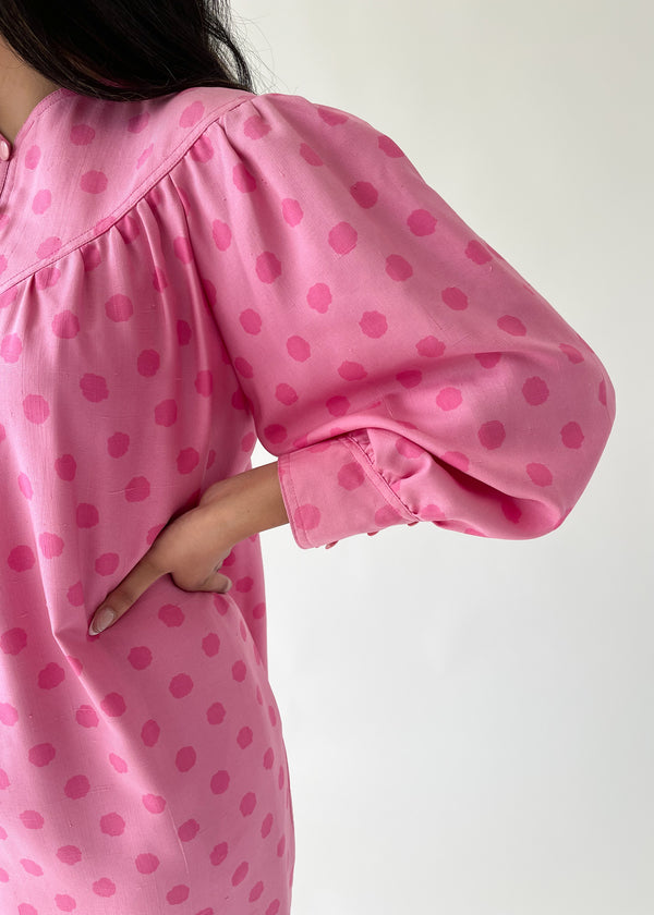 1980s Silk Print Day Dress with Sash main image 1