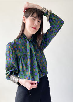 Vintage1980sYSLsilkprintblouse