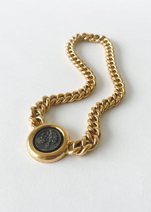 Vintage 1990s Greek Coin Necklace