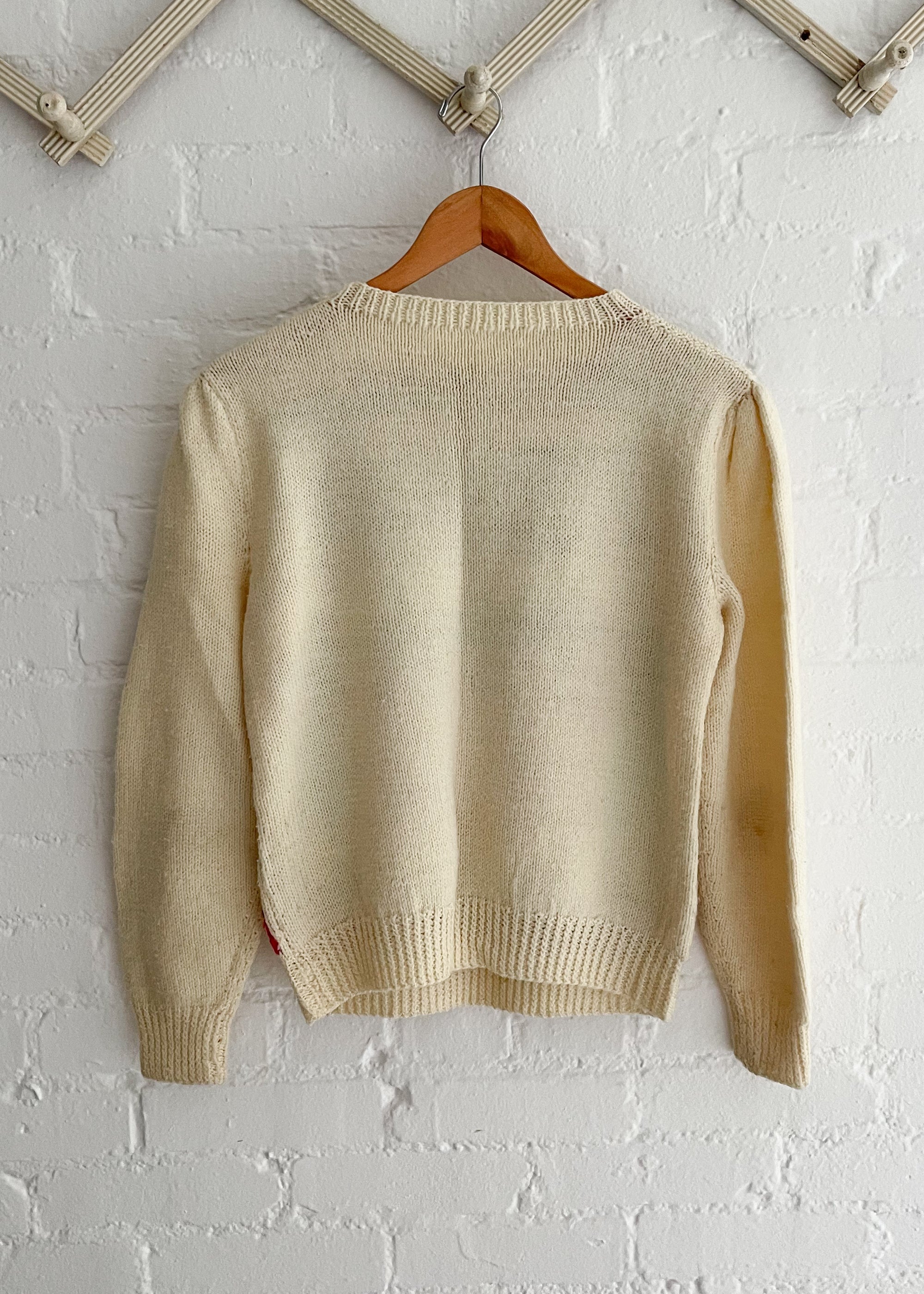 Vintage 1980s Hand-knit Schoolhouse Sweater