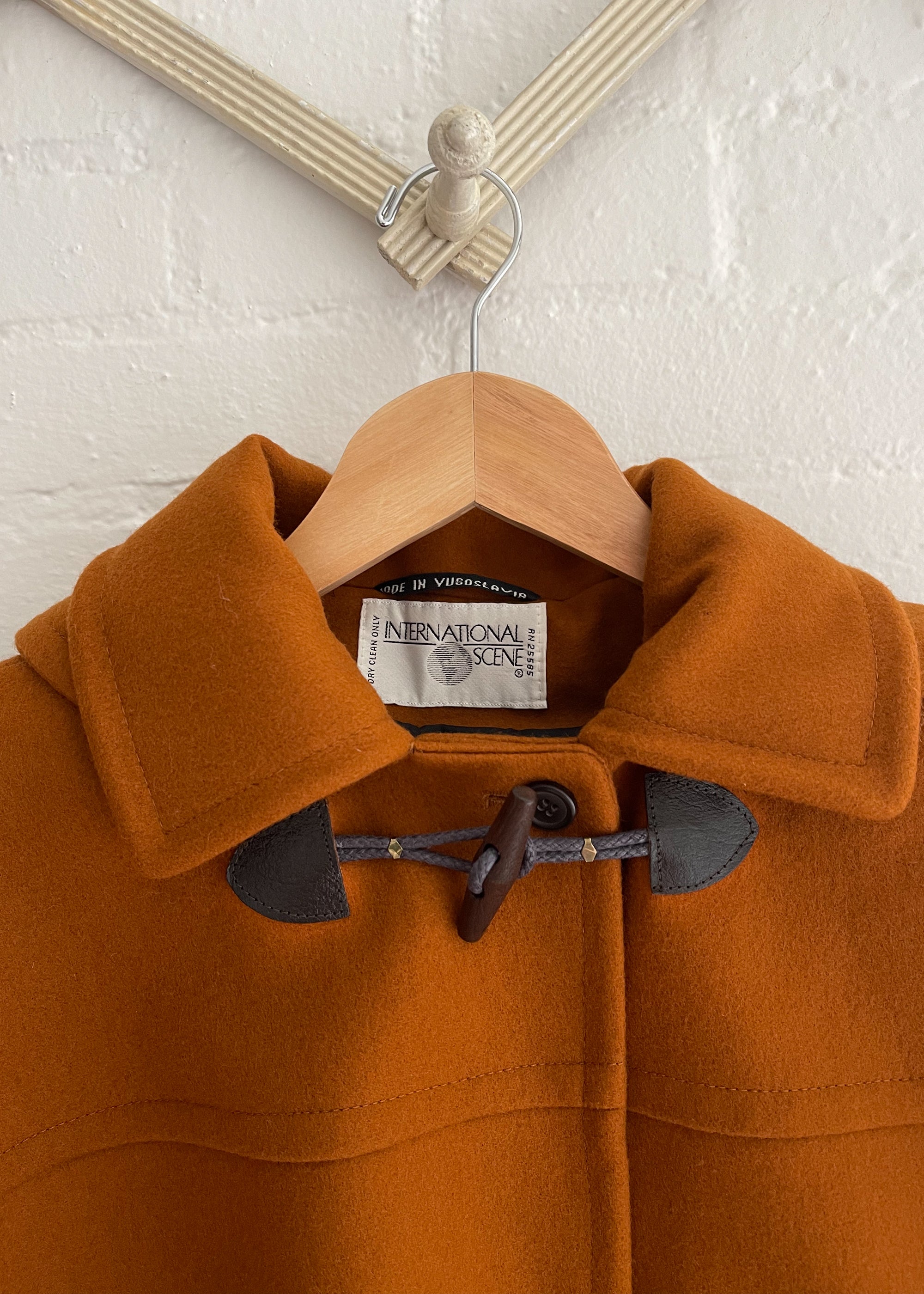 Vintage 1980s Ocre Wool Duffle Coat