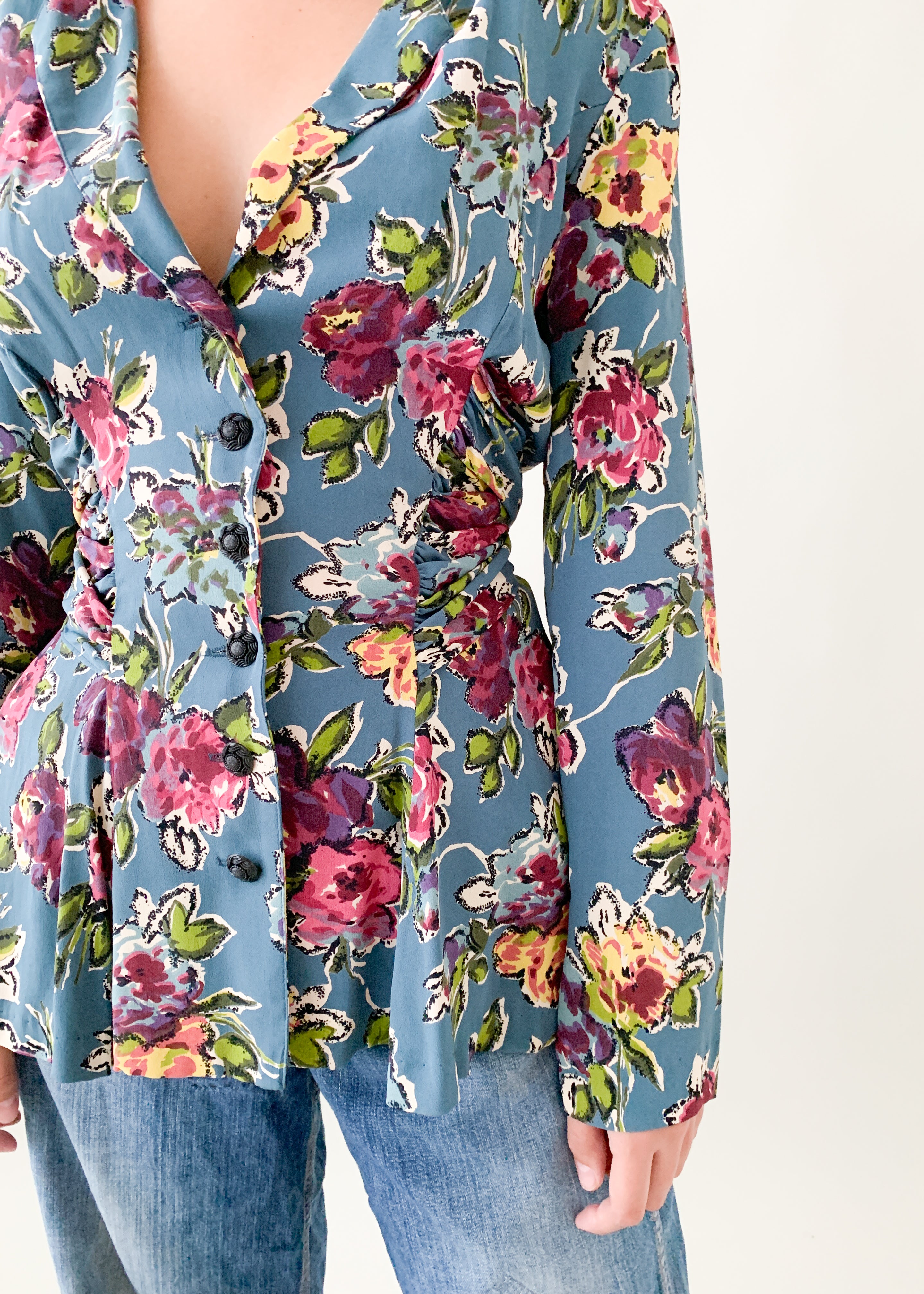 Vintage 1990s Betsey Johnson Floral Blazer