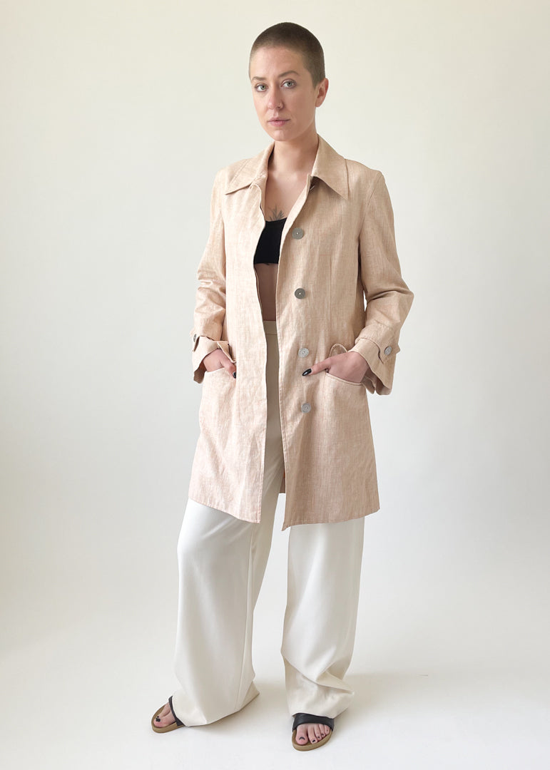 Vintage Late 1990s Chanel Linen Trench Coat
