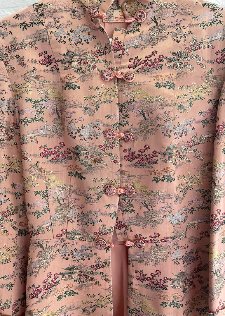 Vintage 1950s Pink Satin Asian Jacket